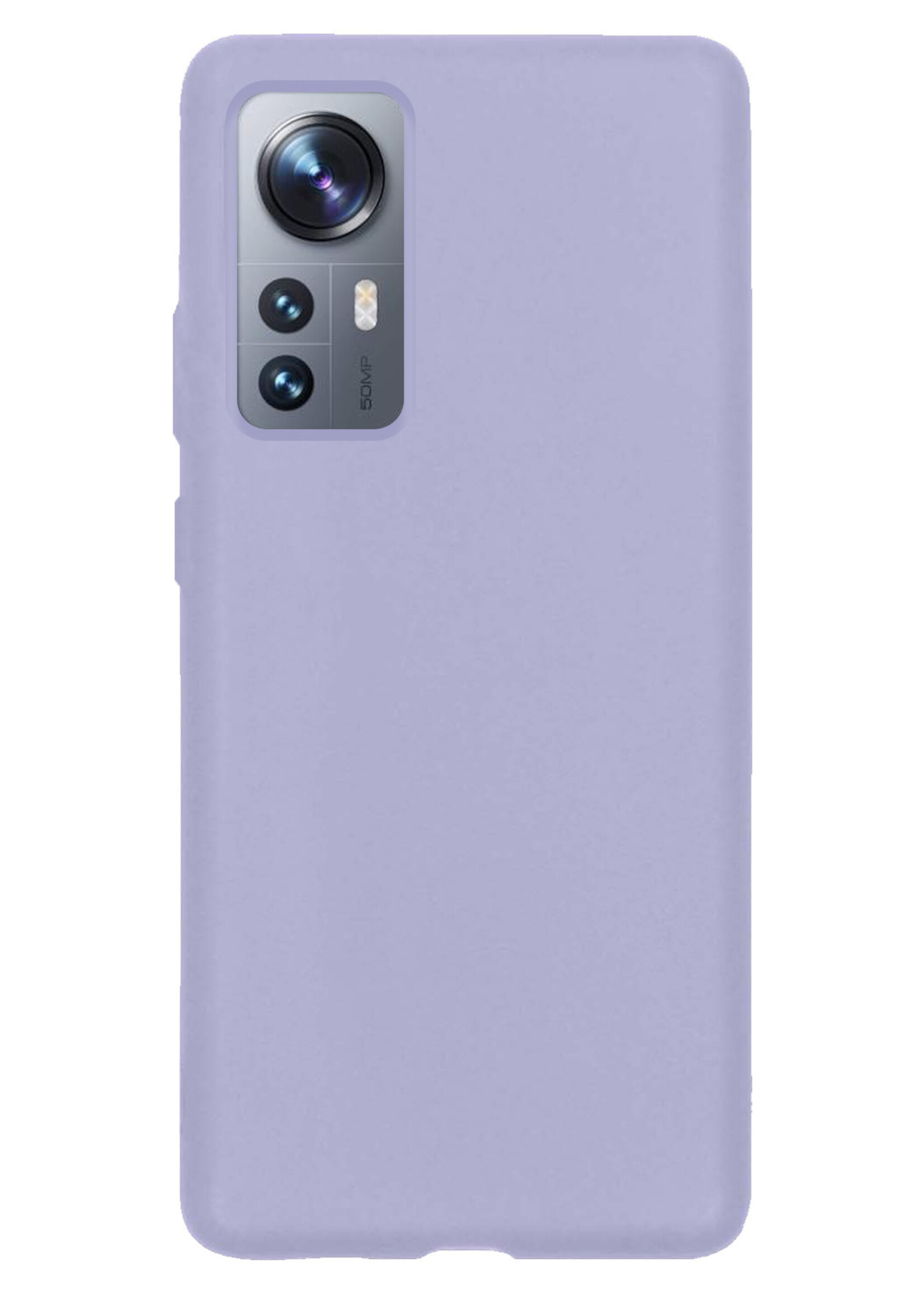BTH Hoesje Geschikt voor Xiaomi 12X Hoesje Siliconen Case Hoes Met 2x Screenprotector - Hoes Geschikt voor Xiaomi 12X Hoes Cover Case - Lila