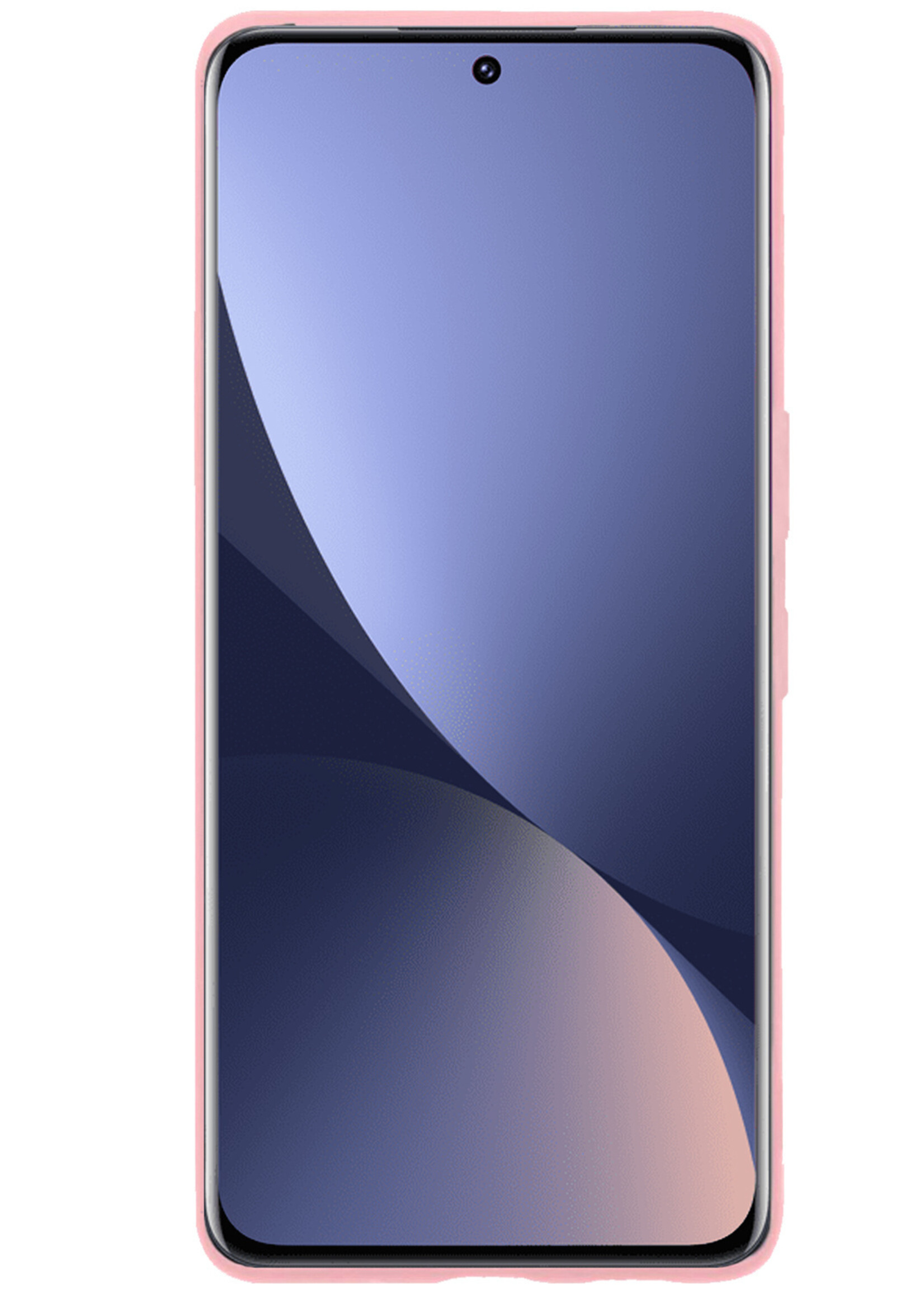 BTH Hoesje Geschikt voor Xiaomi 12X Hoesje Siliconen Case Hoes Met 2x Screenprotector - Hoes Geschikt voor Xiaomi 12X Hoes Cover Case - Lichtroze