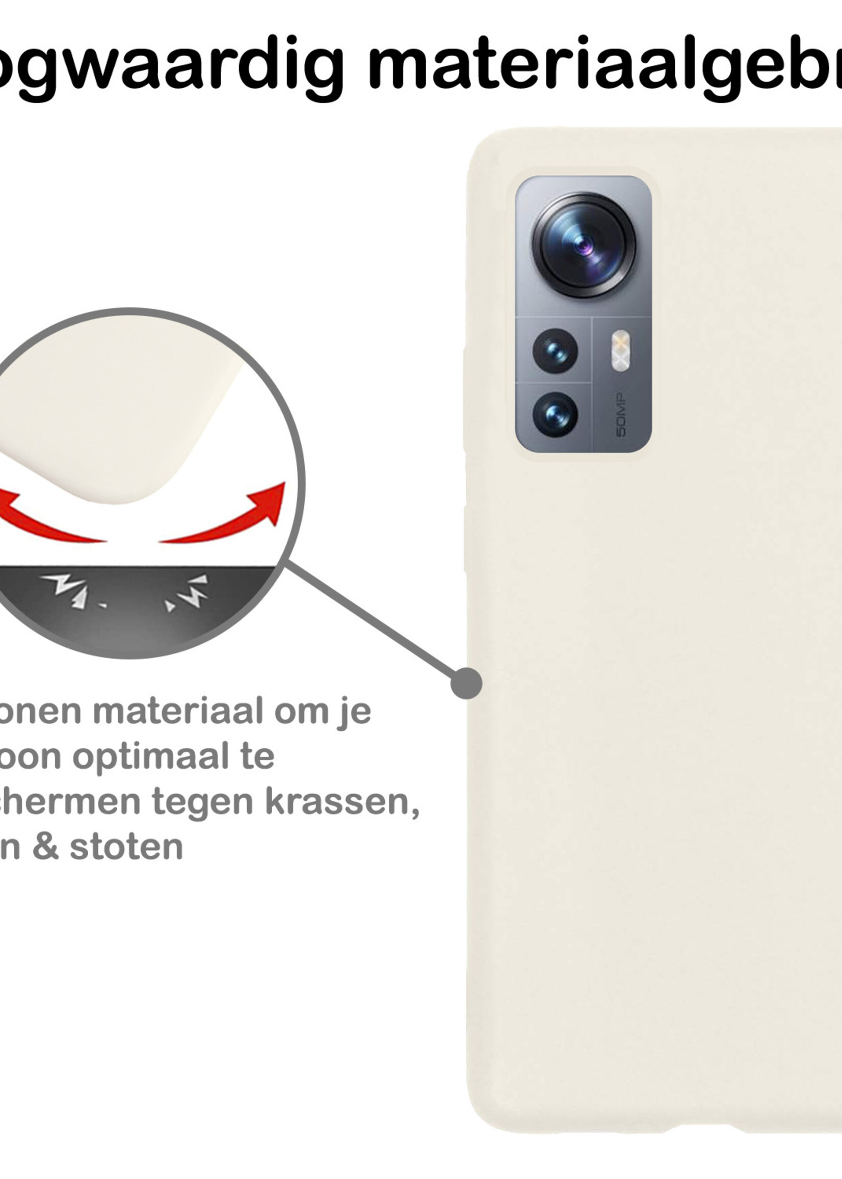 BTH Hoesje Geschikt voor Xiaomi 12X Hoesje Siliconen Case Hoes Met 2x Screenprotector - Hoes Geschikt voor Xiaomi 12X Hoes Cover Case - Wit