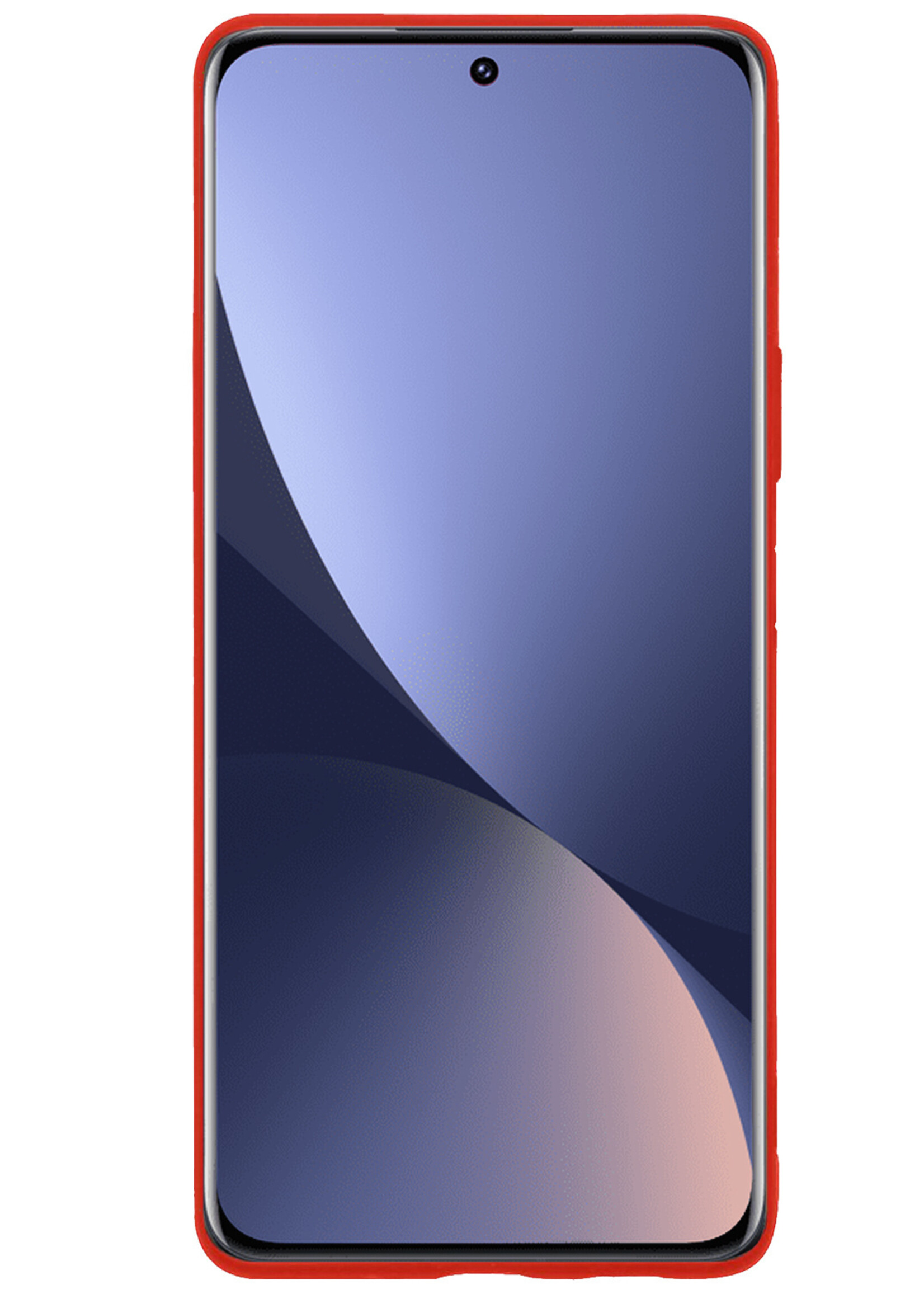 BTH Hoesje Geschikt voor Xiaomi 12 Pro Hoesje Siliconen Case Hoes Met Screenprotector - Hoes Geschikt voor Xiaomi 12 Pro Hoes Cover Case - Rood