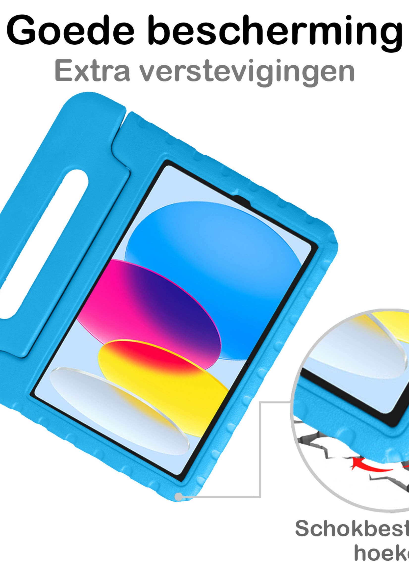 BTH iPad 2022 Hoes Kinder Hoesje Kids Case Cover Kids Proof - iPad 10 2022 Hoesje Kinder Hoes - Blauw