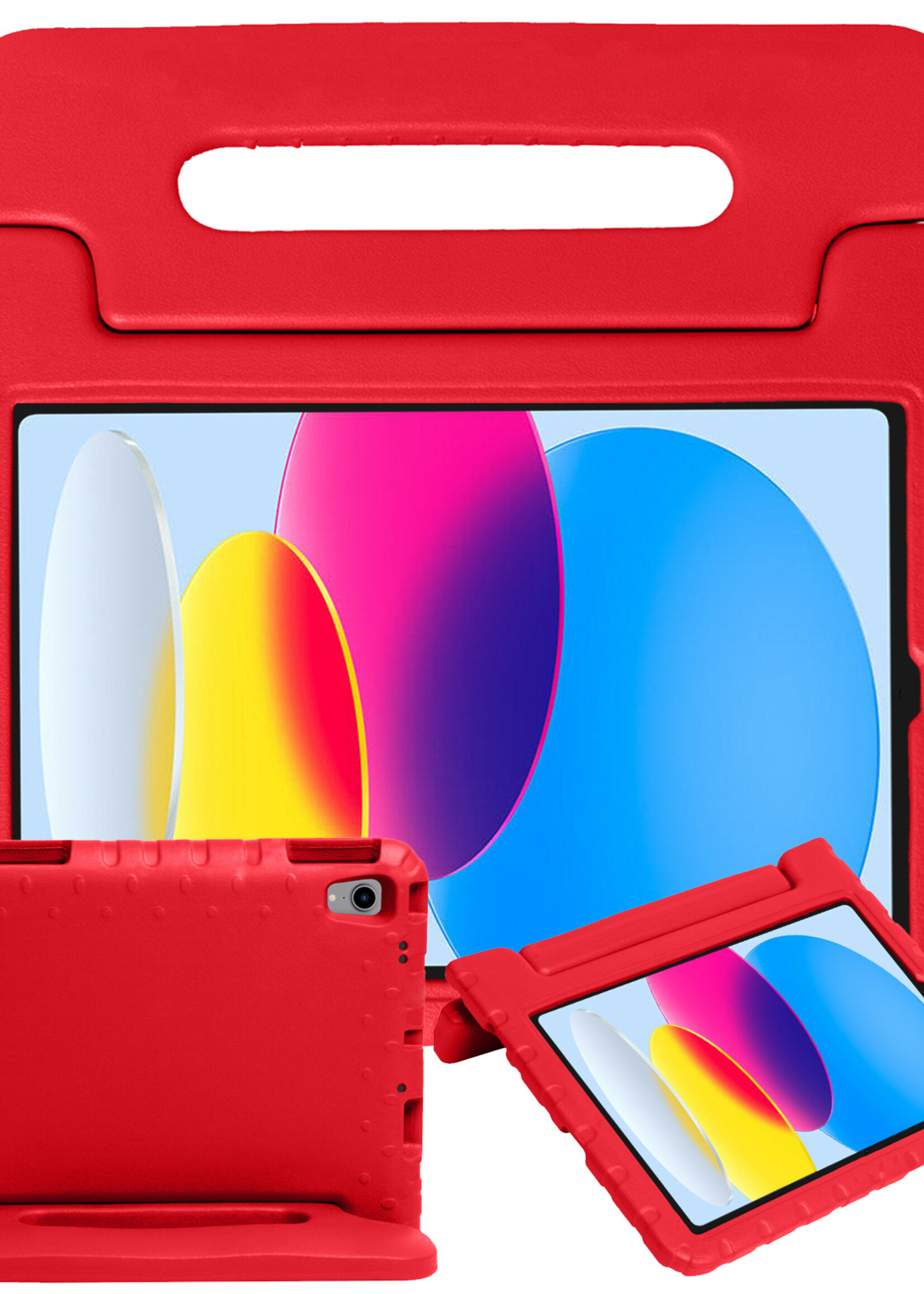 BTH iPad 2022 Hoes Kinder Hoesje Kids Case Cover Kids Proof - iPad 10 2022 Hoesje Kinder Hoes - Rood