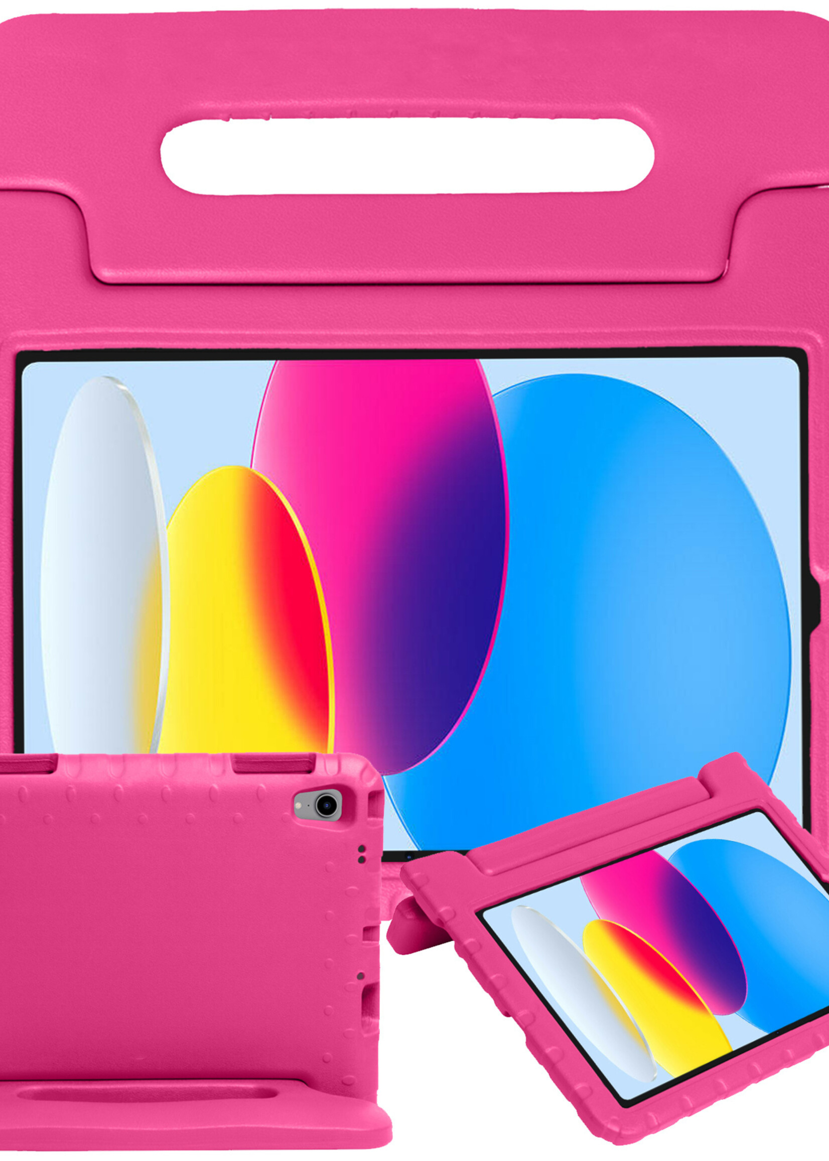 BTH iPad 2022 Hoes Kinder Hoesje Kids Case Cover Kids Proof - iPad 10 2022 Hoesje Kinder Hoes - Roze