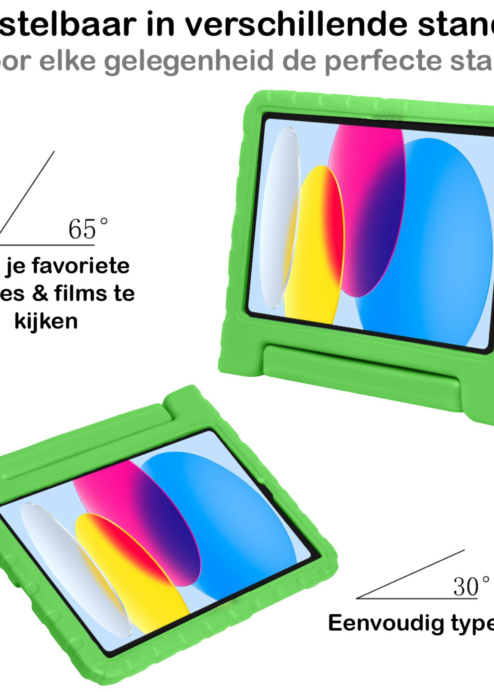 BTH Kinderhoes Geschikt voor iPad 2022 Hoes Kinder Hoesje Kids Case Cover Kidsproof Met Screenprotector - Hoesje Geschikt voor iPad 10 Hoesje Kinder Hoes - Groen