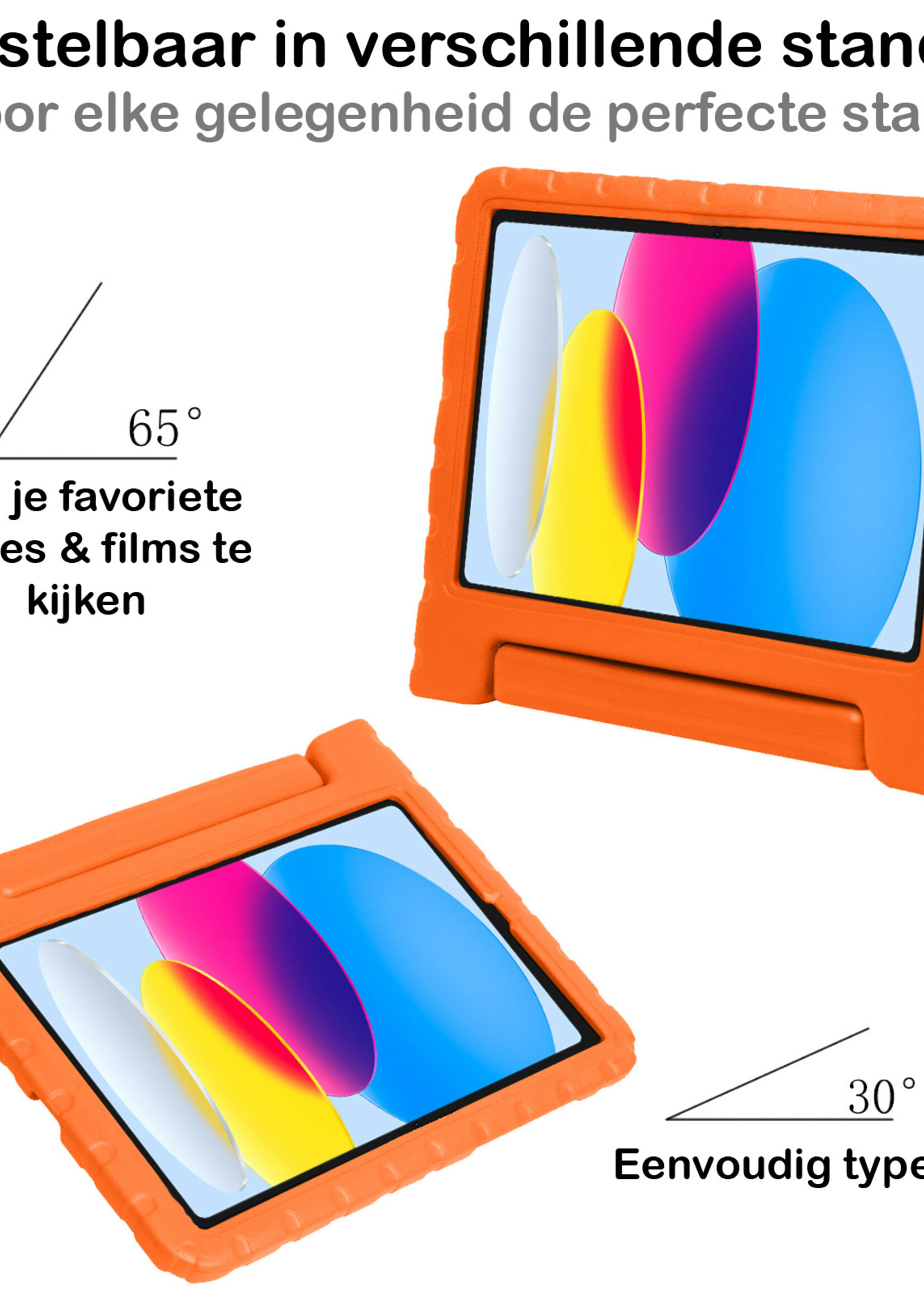 BTH Kinderhoes Geschikt voor iPad 2022 Hoes Kinder Hoesje Kids Case Cover Kidsproof Met Screenprotector - Hoesje Geschikt voor iPad 10 Hoesje Kinder Hoes - Oranje
