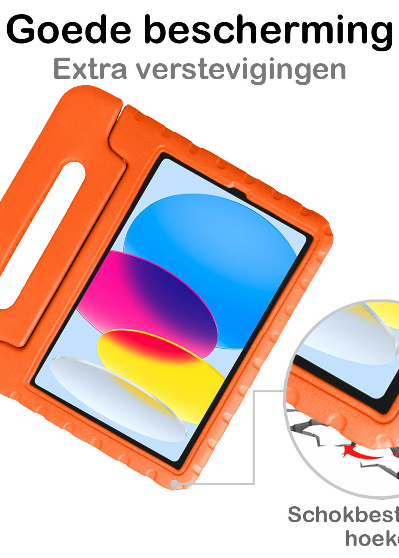 BTH Kinderhoes Geschikt voor iPad 2022 Hoes Kinder Hoesje Kids Case Cover Kidsproof Met Screenprotector - Hoesje Geschikt voor iPad 10 Hoesje Kinder Hoes - Oranje