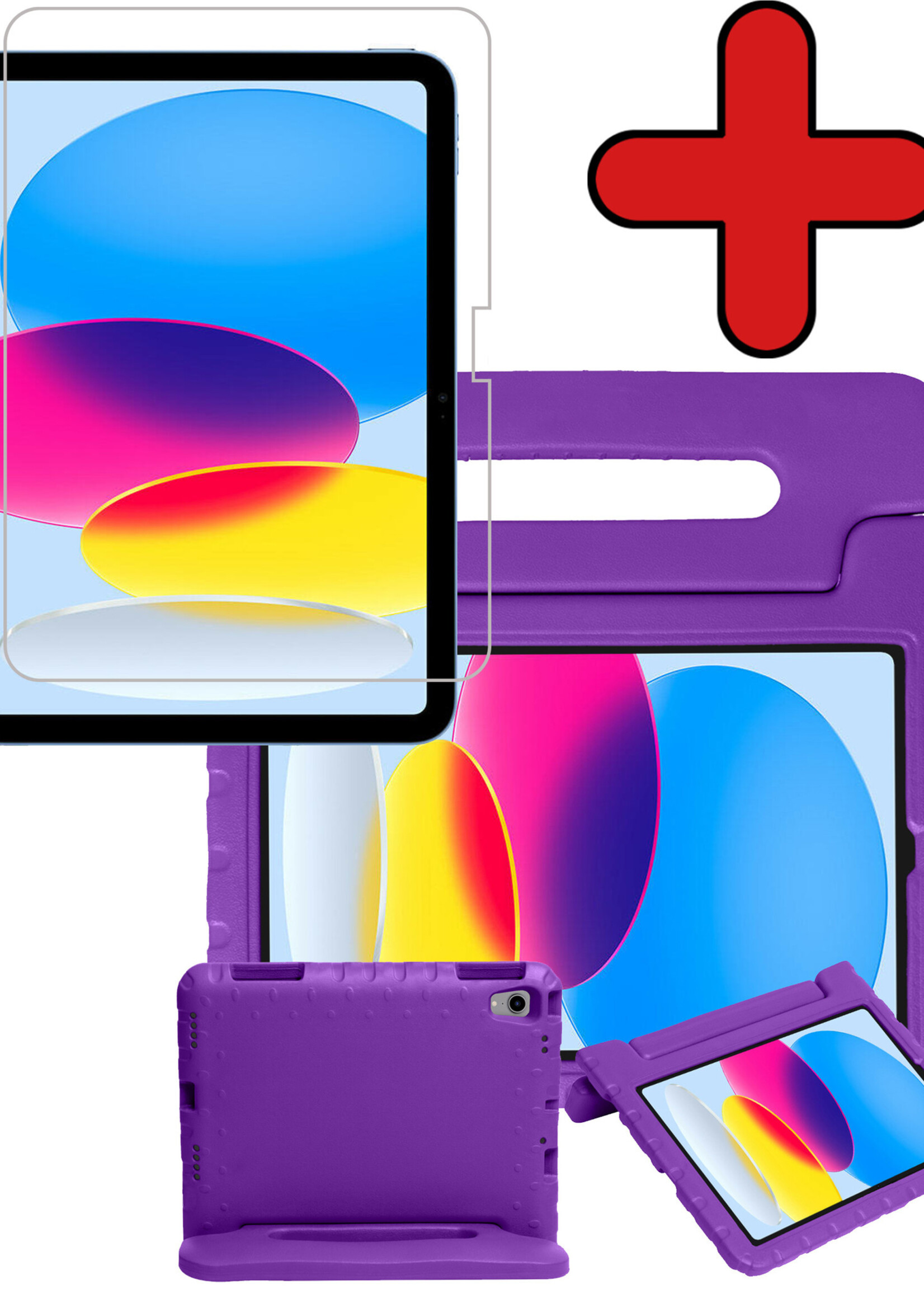 BTH Kinderhoes Geschikt voor iPad 2022 Hoes Kinder Hoesje Kids Case Cover Kidsproof Met Screenprotector - Hoesje Geschikt voor iPad 10 Hoesje Kinder Hoes - Paars