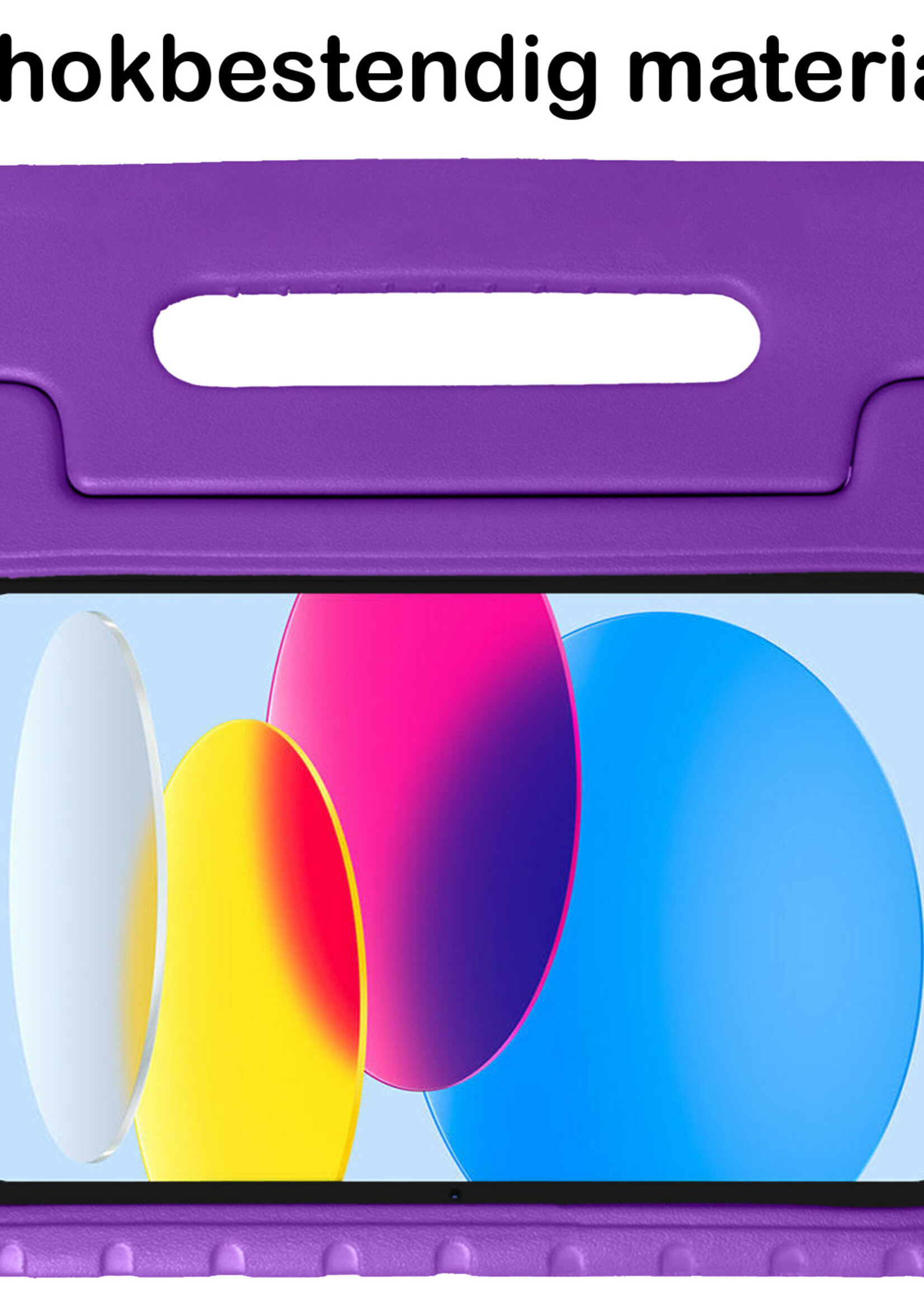 BTH Kinderhoes Geschikt voor iPad 2022 Hoes Kinder Hoesje Kids Case Cover Kidsproof Met Screenprotector - Hoesje Geschikt voor iPad 10 Hoesje Kinder Hoes - Paars