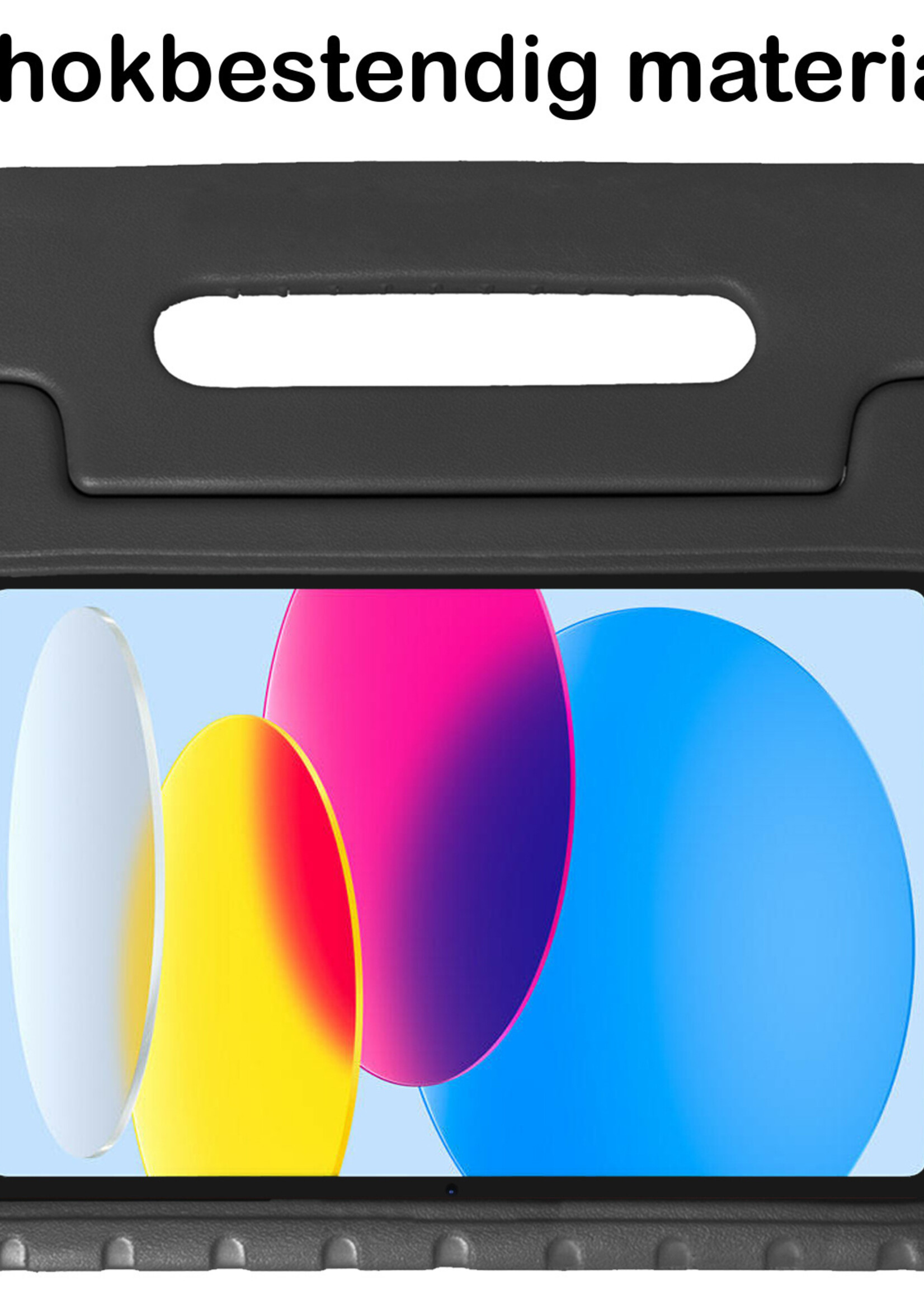 BTH Kinderhoes Geschikt voor iPad 2022 Hoes Kinder Hoesje Kids Case Cover Kidsproof Met 2x Screenprotector - Hoesje Geschikt voor iPad 10 Hoesje Kinder Hoes - Zwart