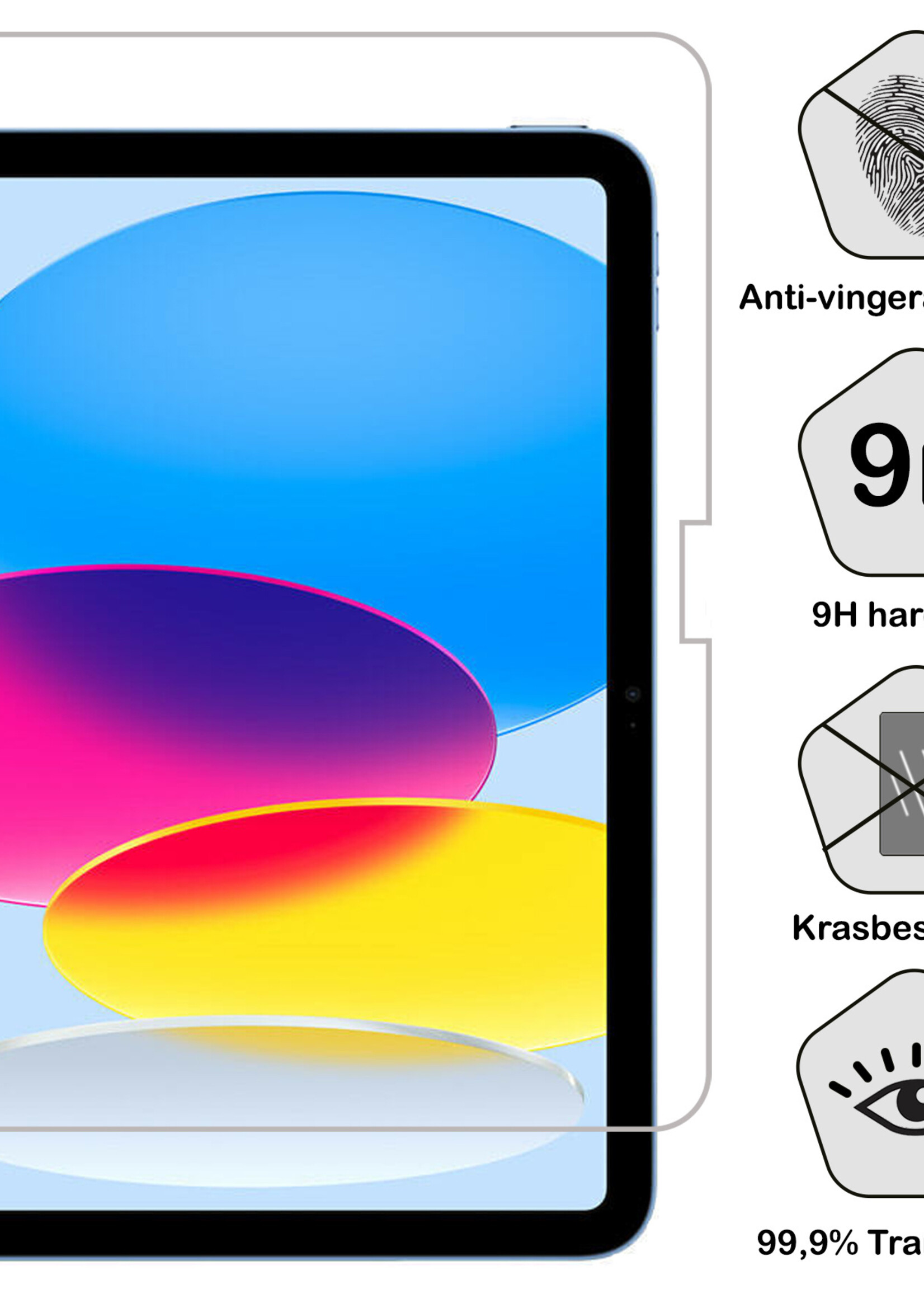 BTH Kinderhoes Geschikt voor iPad 2022 Hoes Kinder Hoesje Kids Case Cover Kidsproof Met 2x Screenprotector - Hoesje Geschikt voor iPad 10 Hoesje Kinder Hoes - Zwart