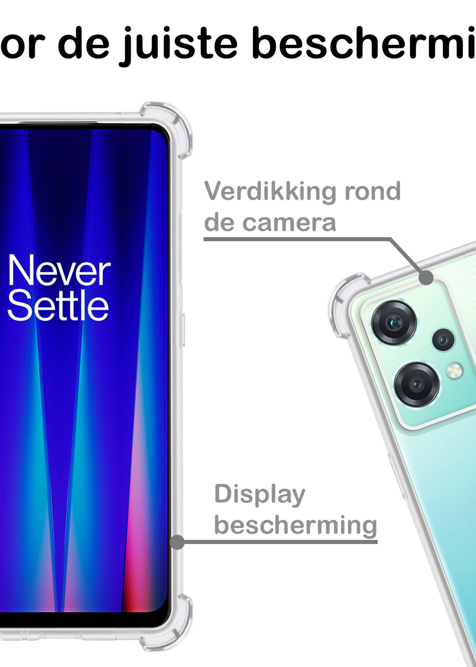 BTH Hoesje Geschikt voor OnePlus Nord CE 2 Lite Hoesje Siliconen Shock Proof Case Hoes - Hoes Geschikt voor OnePlus Nord CE 2 Lite Hoes Cover Case Shockproof - Transparant - 2 PACK