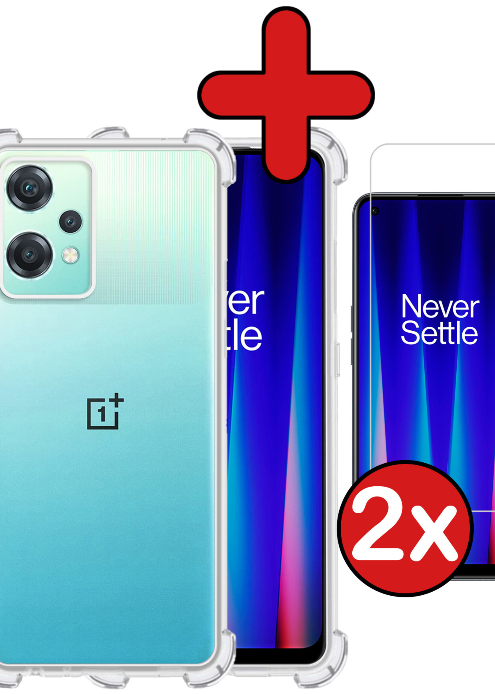 BTH Hoesje Geschikt voor OnePlus Nord CE 2 Lite Hoesje Siliconen Shock Proof Case Hoes Met 2x Screenprotector - Hoes Geschikt voor OnePlus Nord CE 2 Lite Hoes Cover Case Shockproof - Transparant