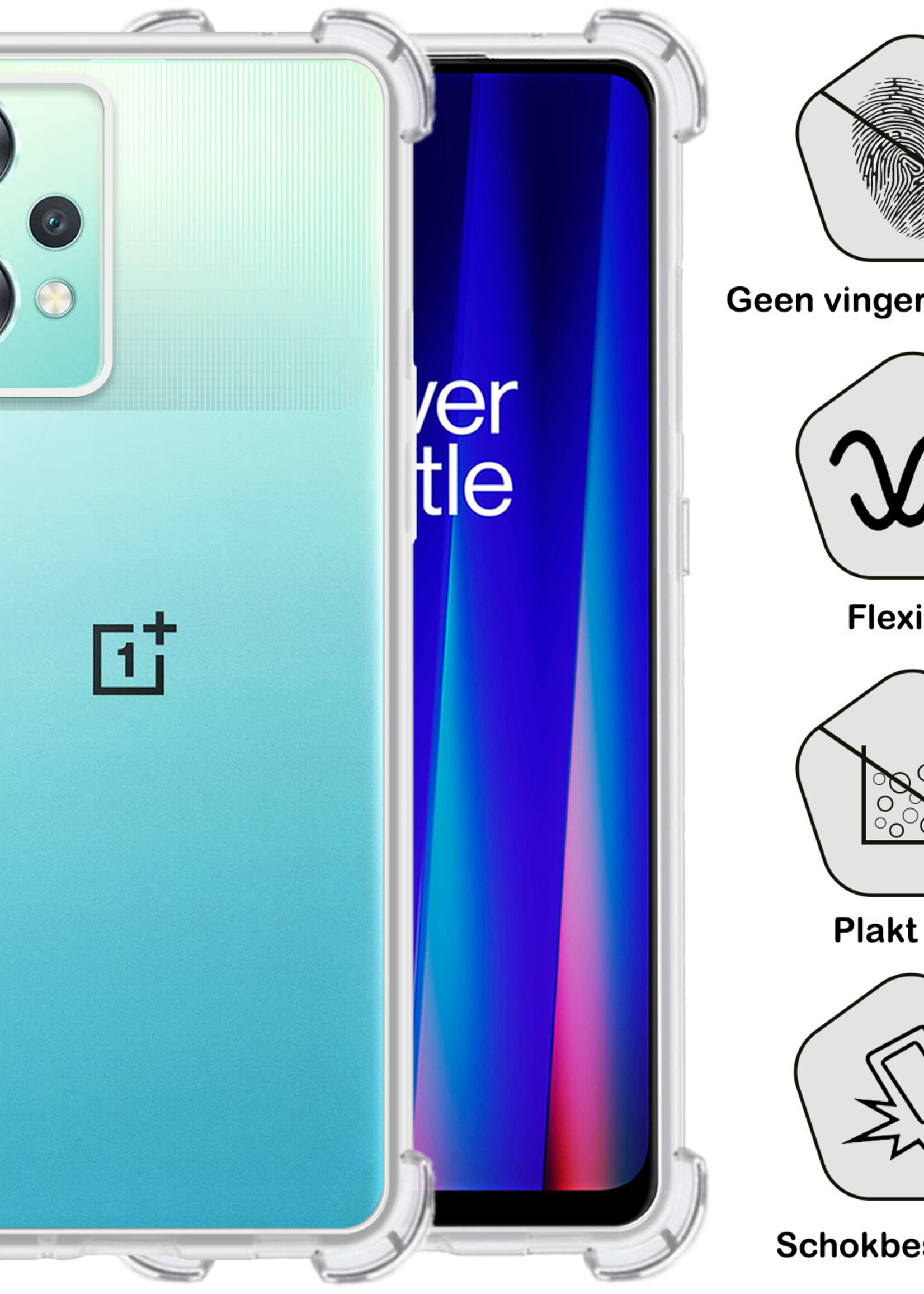 BTH Hoesje Geschikt voor OnePlus Nord CE 2 Lite Hoesje Siliconen Shock Proof Case Hoes Met 2x Screenprotector - Hoes Geschikt voor OnePlus Nord CE 2 Lite Hoes Cover Case Shockproof - Transparant