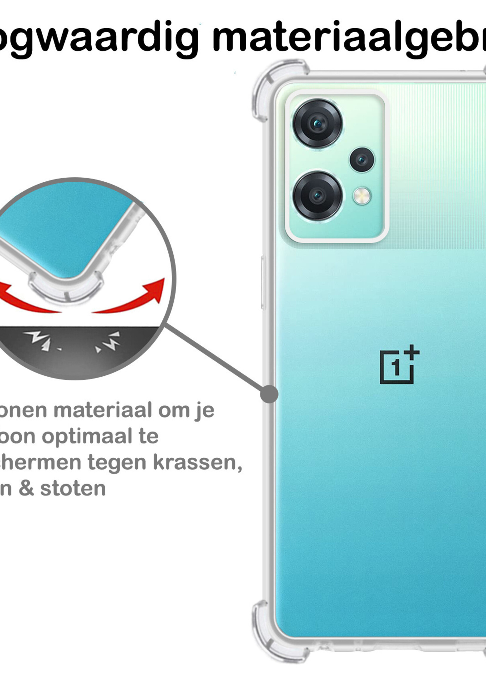 BTH Hoesje Geschikt voor OnePlus Nord CE 2 Lite Hoesje Siliconen Shock Proof Case Hoes Met 2x Screenprotector - Hoes Geschikt voor OnePlus Nord CE 2 Lite Hoes Cover Case Shockproof - Transparant