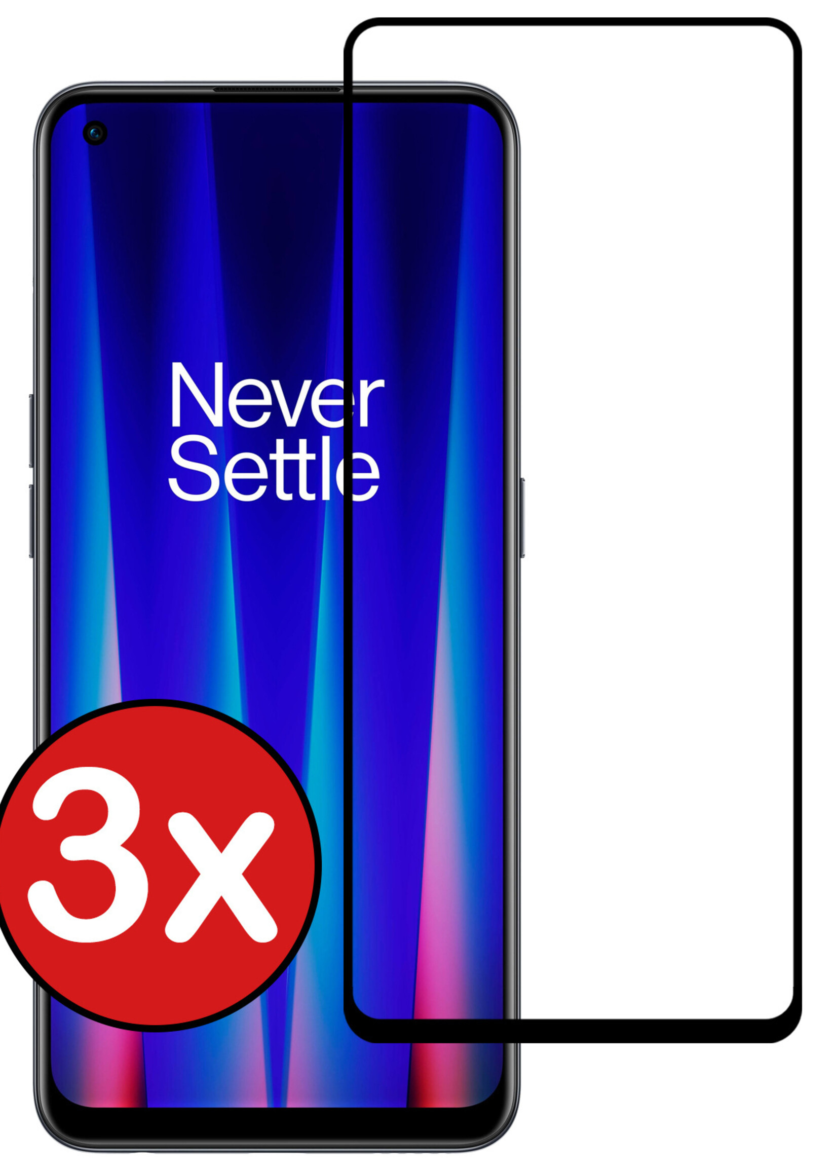 BTH Screenprotector Geschikt voor OnePlus Nord CE 2 Lite Screenprotector Glas Gehard Tempered Glass Full Cover - Screenprotector Geschikt voor OnePlus Nord CE 2 Lite Screen Protector Screen Cover - 3 PACK