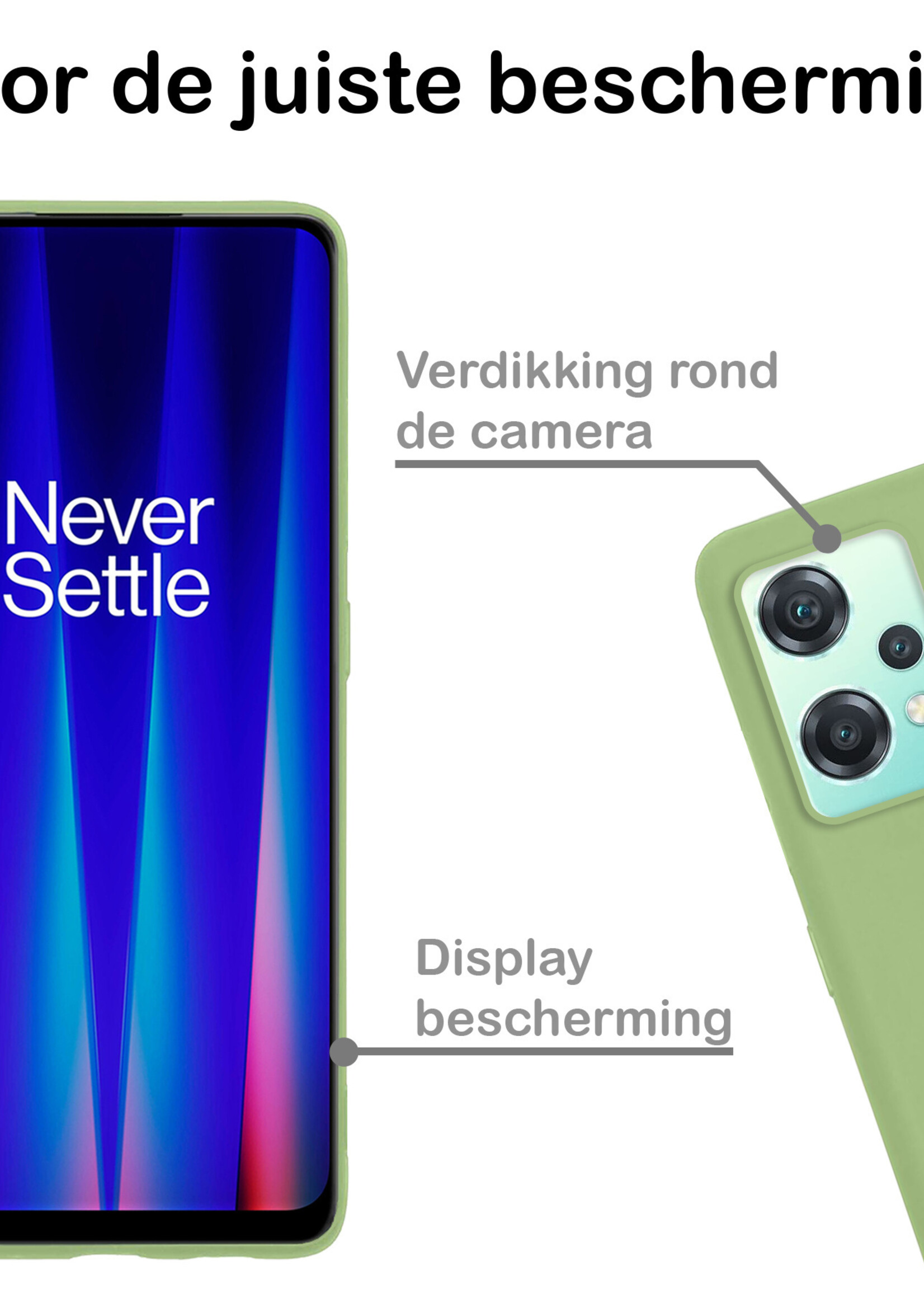 BTH OnePlus Nord CE 2 Lite Hoesje Siliconen Case Cover Met Screenprotector - OnePlus Nord CE 2 Lite Hoesje Cover Hoes Siliconen - Groen