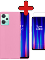 BTH BTH OnePlus Nord CE 2 Lite Hoesje Siliconen Met Screenprotector - Lichtroze