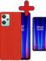 BTH BTH OnePlus Nord CE 2 Lite Hoesje Siliconen Met Screenprotector - Rood