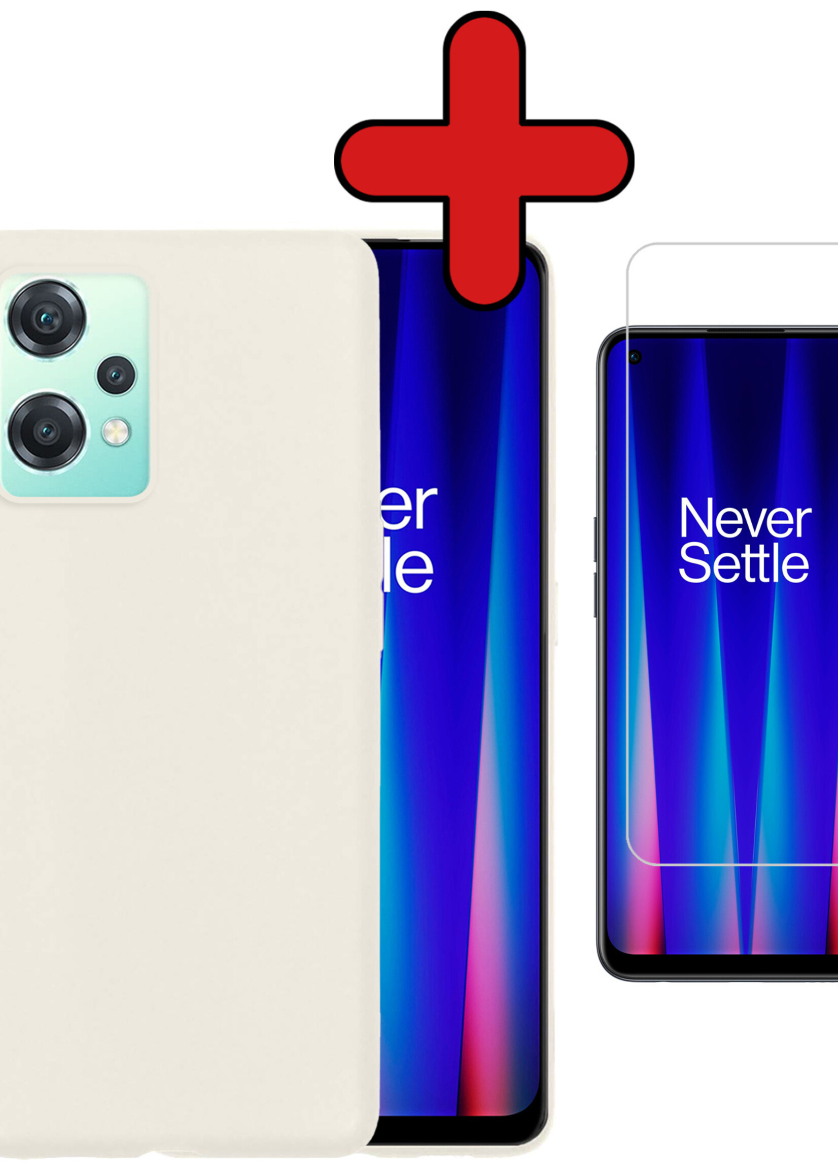 BTH Hoesje Geschikt voor OnePlus Nord CE 2 Lite Hoesje Siliconen Case Hoes Met Screenprotector - Hoes Geschikt voor OnePlus Nord CE 2 Lite Hoes Cover Case - Wit