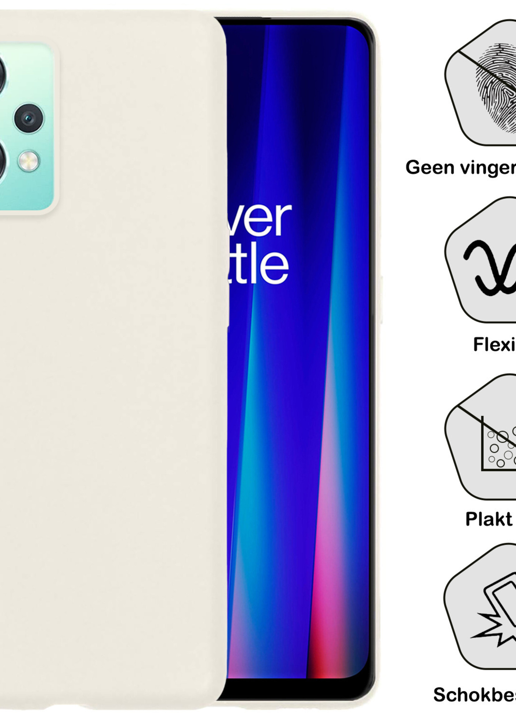 BTH Hoesje Geschikt voor OnePlus Nord CE 2 Lite Hoesje Siliconen Case Hoes Met Screenprotector - Hoes Geschikt voor OnePlus Nord CE 2 Lite Hoes Cover Case - Wit