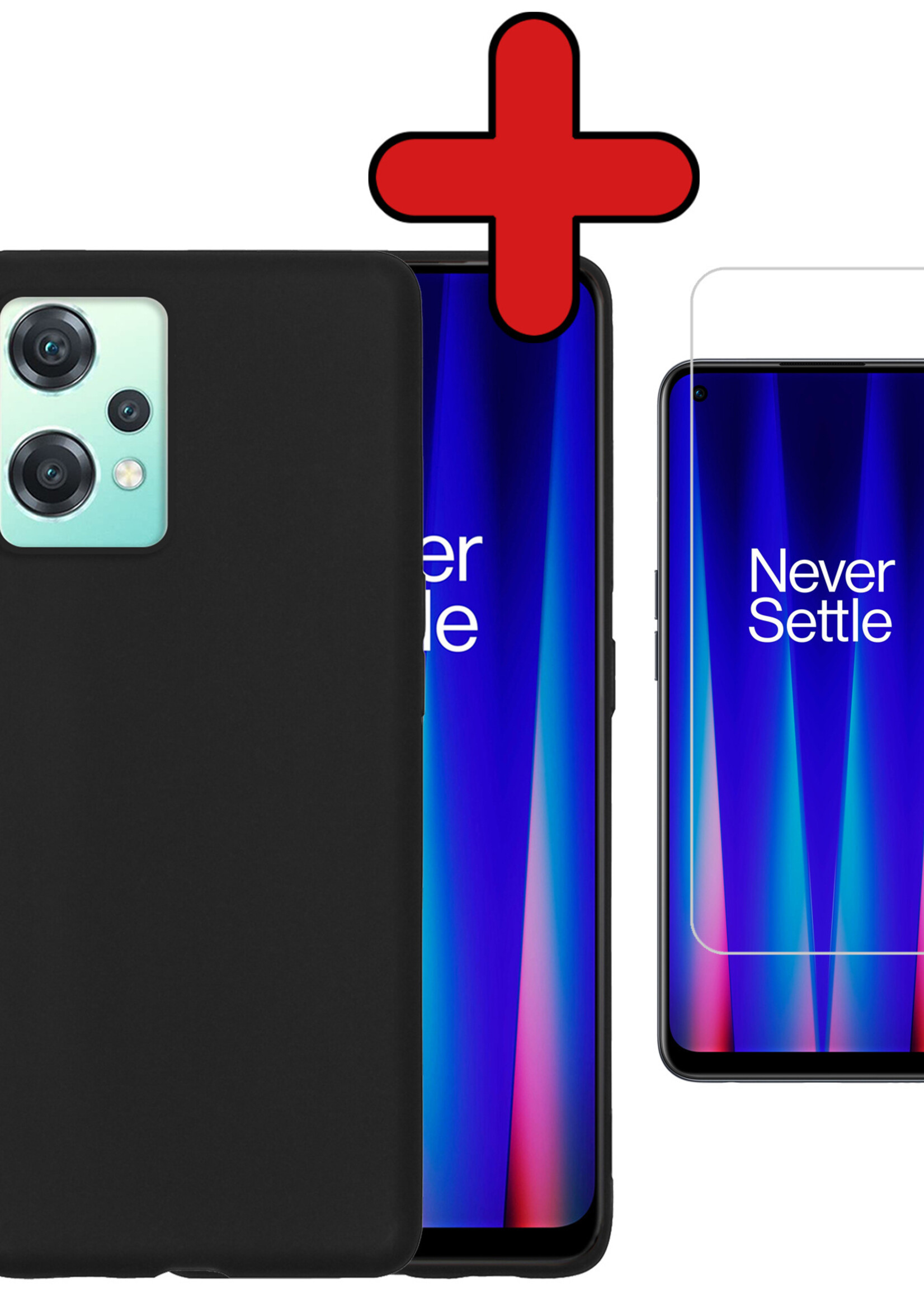 BTH Hoesje Geschikt voor OnePlus Nord CE 2 Lite Hoesje Siliconen Case Hoes Met Screenprotector - Hoes Geschikt voor OnePlus Nord CE 2 Lite Hoes Cover Case - Zwart