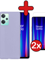 BTH BTH OnePlus Nord CE 2 Lite Hoesje Siliconen Met 2x Screenprotector - Lila