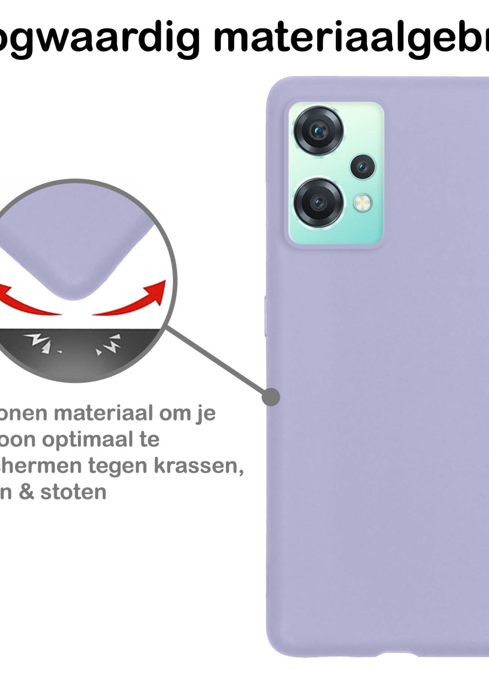 BTH Hoesje Geschikt voor OnePlus Nord CE 2 Lite Hoesje Siliconen Case Hoes Met 2x Screenprotector - Hoes Geschikt voor OnePlus Nord CE 2 Lite Hoes Cover Case - Lila