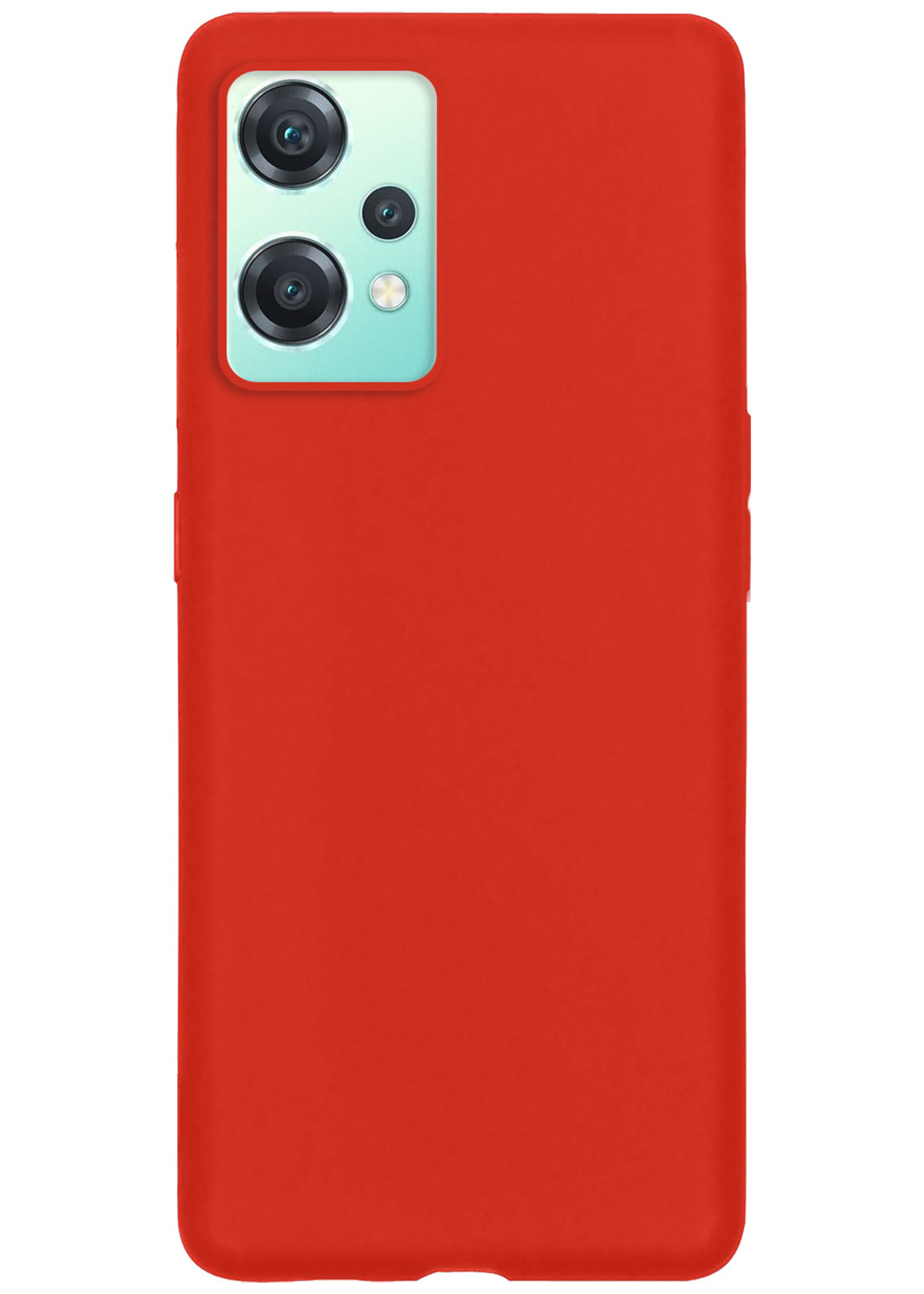 BTH Hoesje Geschikt voor OnePlus Nord CE 2 Lite Hoesje Siliconen Case Hoes Met 2x Screenprotector - Hoes Geschikt voor OnePlus Nord CE 2 Lite Hoes Cover Case - Rood