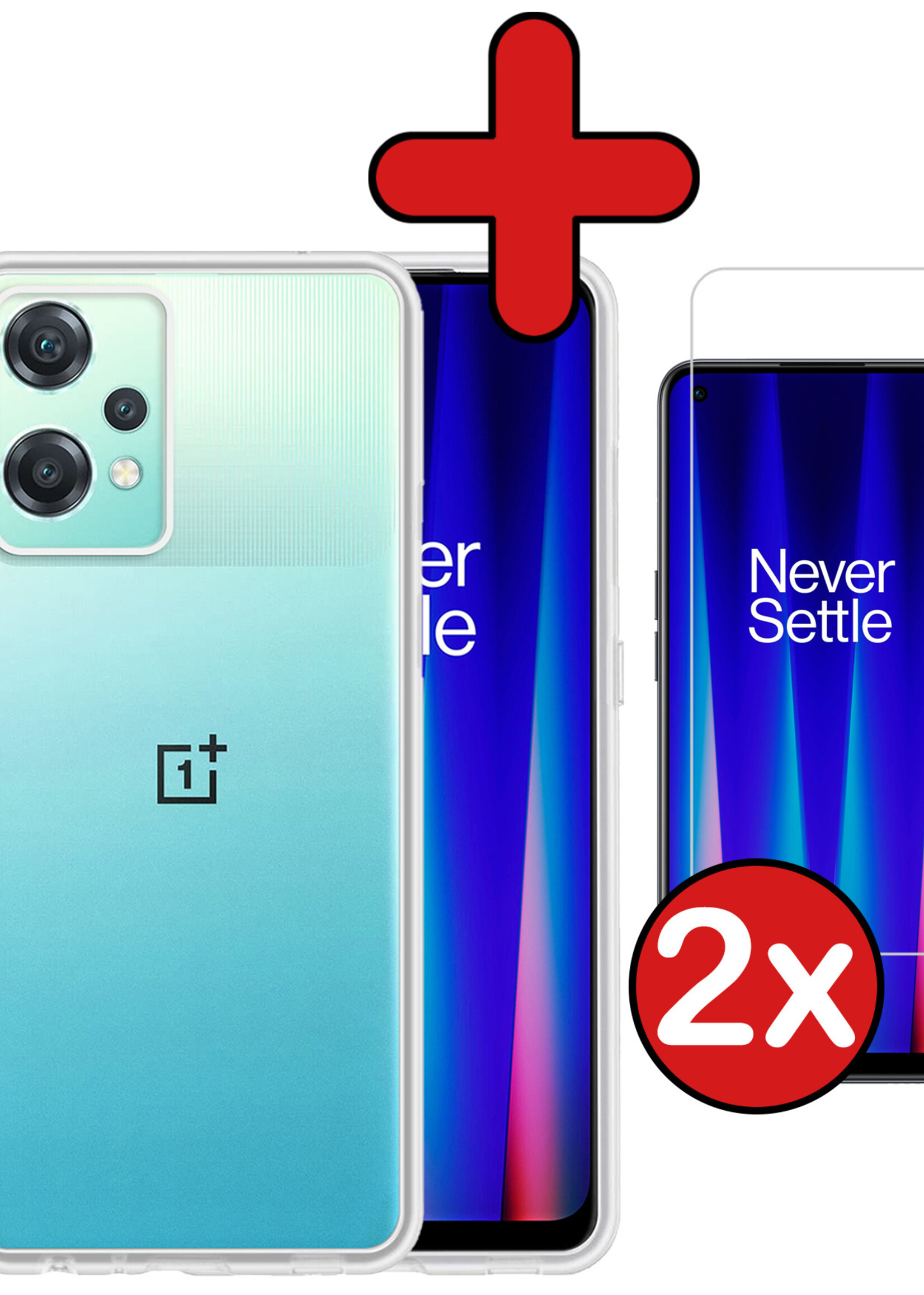 BTH Hoesje Geschikt voor OnePlus Nord CE 2 Lite Hoesje Siliconen Case Hoes Met 2x Screenprotector - Hoes Geschikt voor OnePlus Nord CE 2 Lite Hoes Cover Case - Transparant
