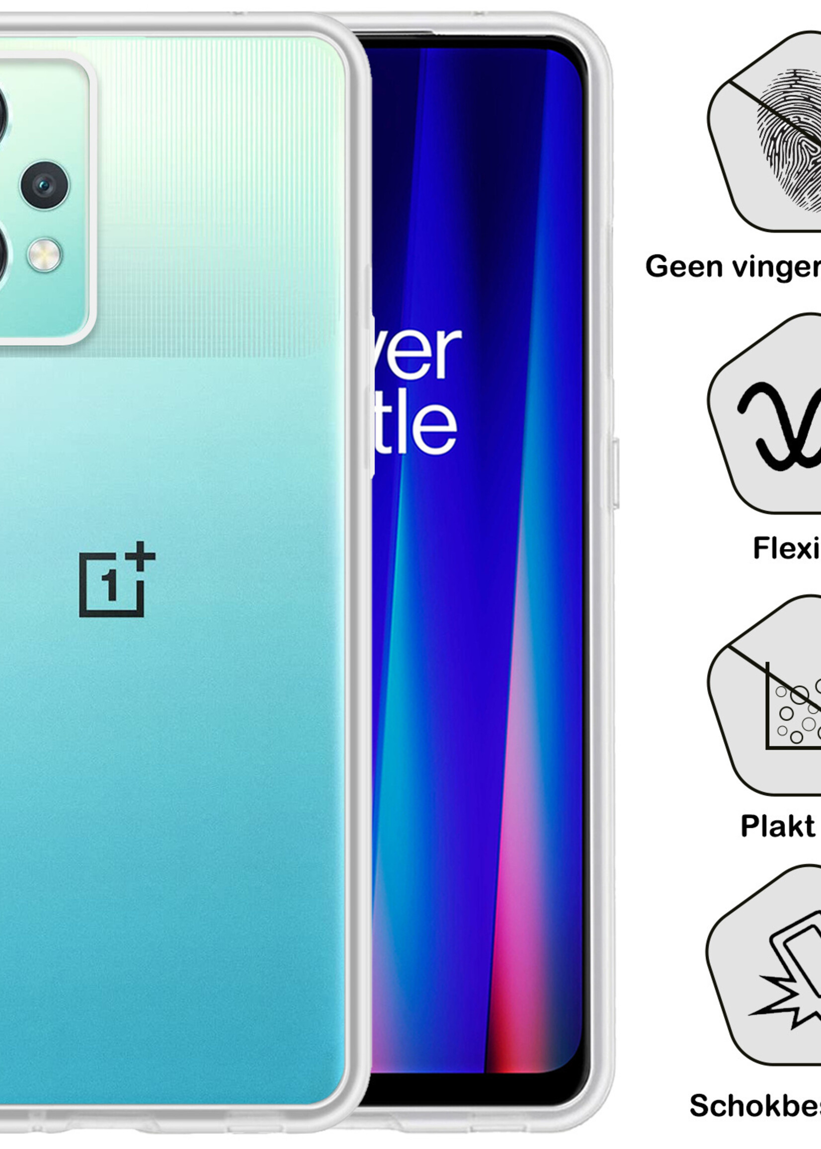 BTH Hoesje Geschikt voor OnePlus Nord CE 2 Lite Hoesje Siliconen Case Hoes Met 2x Screenprotector - Hoes Geschikt voor OnePlus Nord CE 2 Lite Hoes Cover Case - Transparant