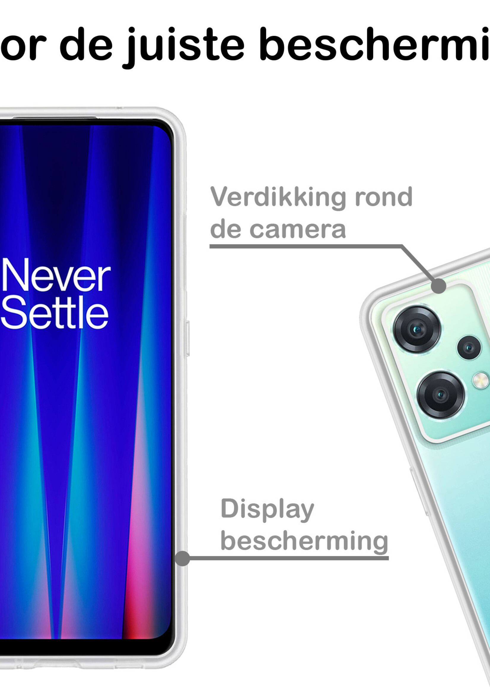 BTH Hoesje Geschikt voor OnePlus Nord CE 2 Lite Hoesje Siliconen Case Hoes Met 2x Screenprotector - Hoes Geschikt voor OnePlus Nord CE 2 Lite Hoes Cover Case - Transparant