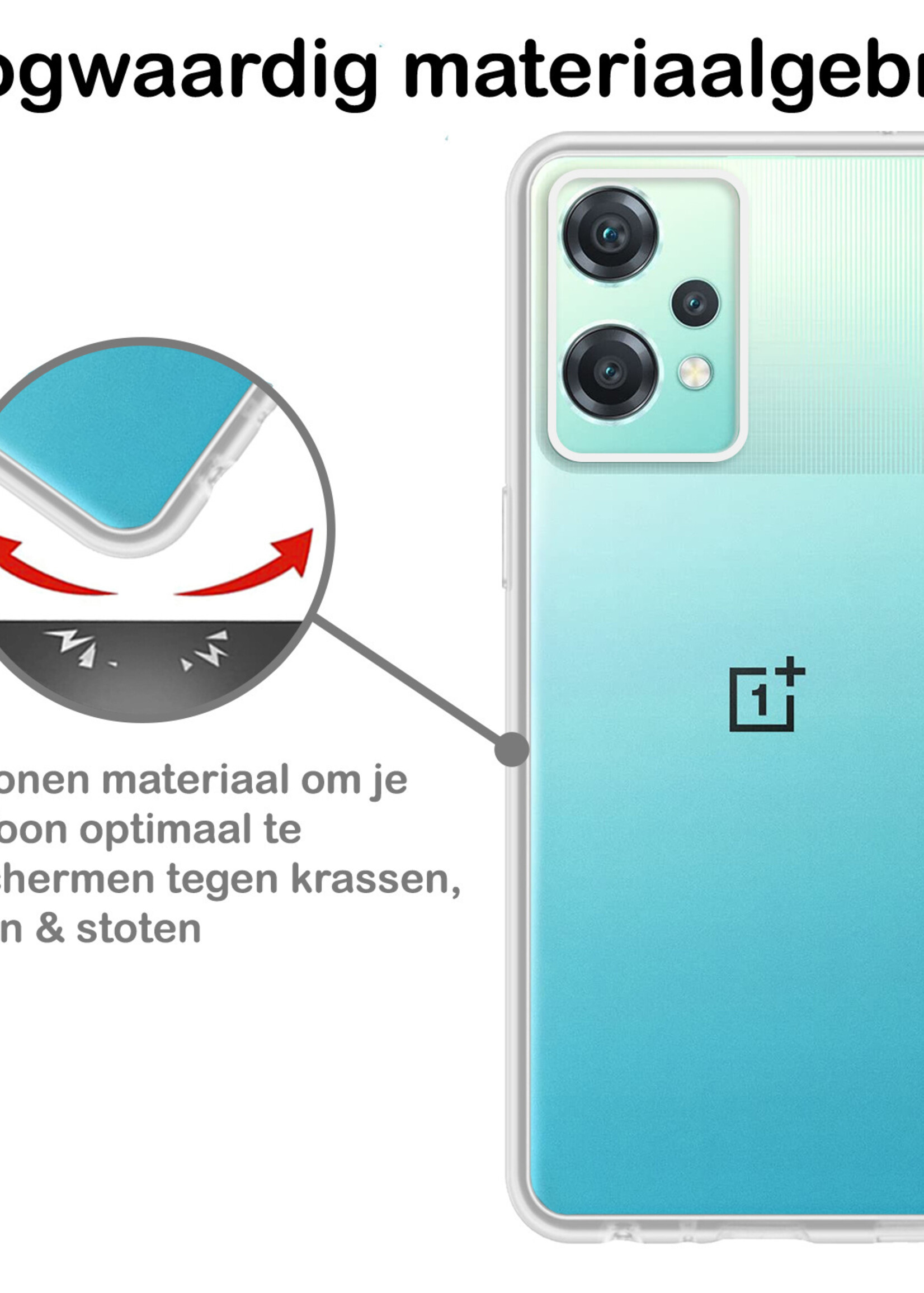 BTH Hoesje Geschikt voor OnePlus Nord CE 2 Lite Hoesje Siliconen Case Hoes Met 2x Screenprotector - Hoes Geschikt voor OnePlus Nord CE 2 Lite Hoes Cover Case - Transparant