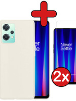BTH BTH OnePlus Nord CE 2 Lite Hoesje Siliconen Met 2x Screenprotector - Wit