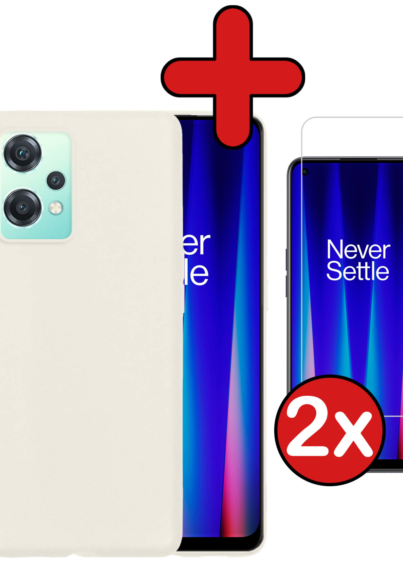 BTH Hoesje Geschikt voor OnePlus Nord CE 2 Lite Hoesje Siliconen Case Hoes Met 2x Screenprotector - Hoes Geschikt voor OnePlus Nord CE 2 Lite Hoes Cover Case - Wit
