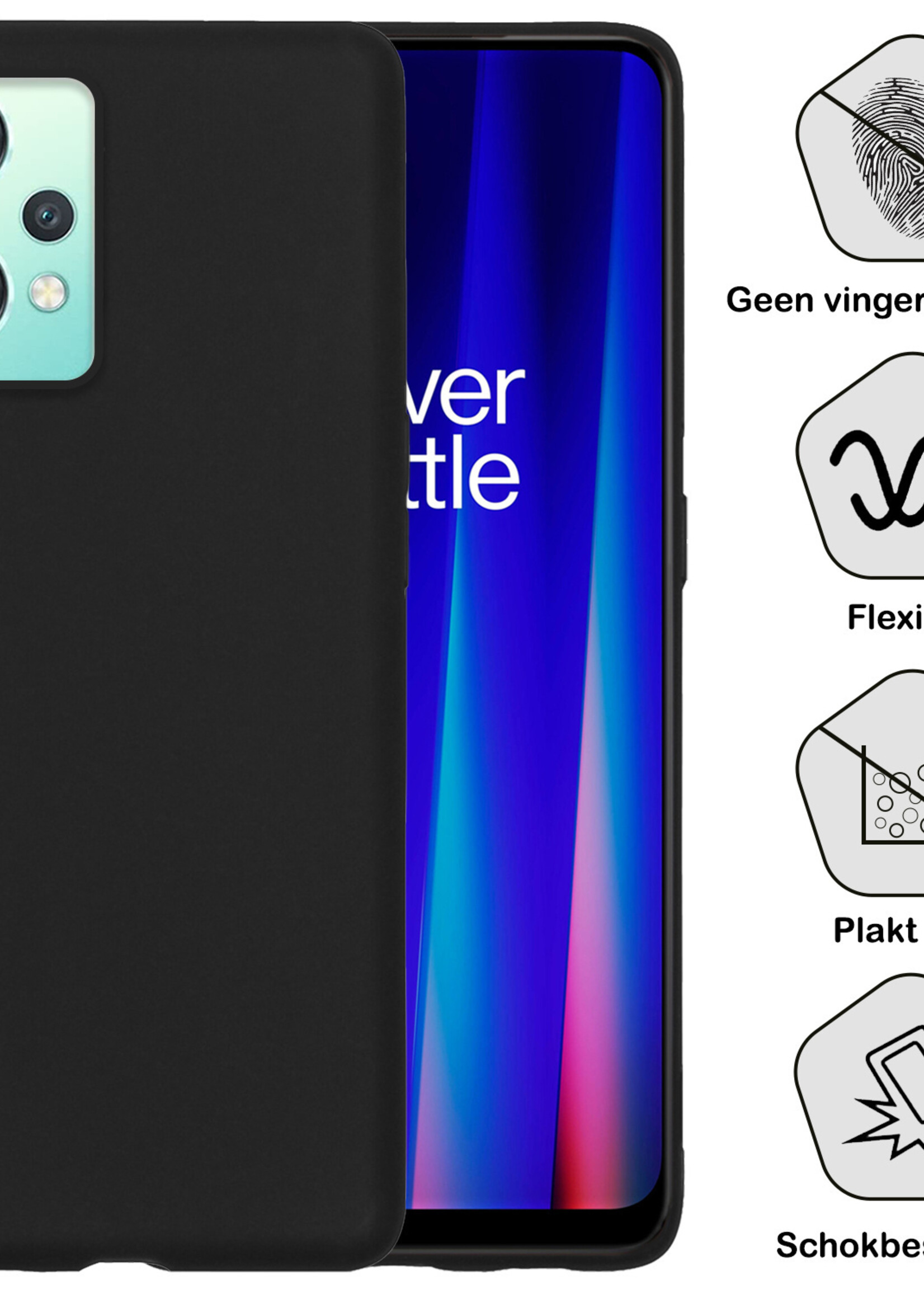 BTH Hoesje Geschikt voor OnePlus Nord CE 2 Lite Hoesje Siliconen Case Hoes Met 2x Screenprotector - Hoes Geschikt voor OnePlus Nord CE 2 Lite Hoes Cover Case - Zwart