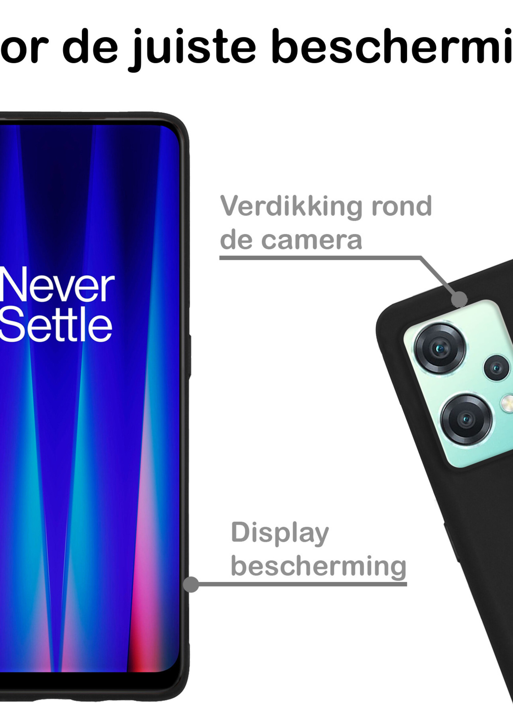 BTH Hoesje Geschikt voor OnePlus Nord CE 2 Lite Hoesje Siliconen Case Hoes Met 2x Screenprotector - Hoes Geschikt voor OnePlus Nord CE 2 Lite Hoes Cover Case - Zwart