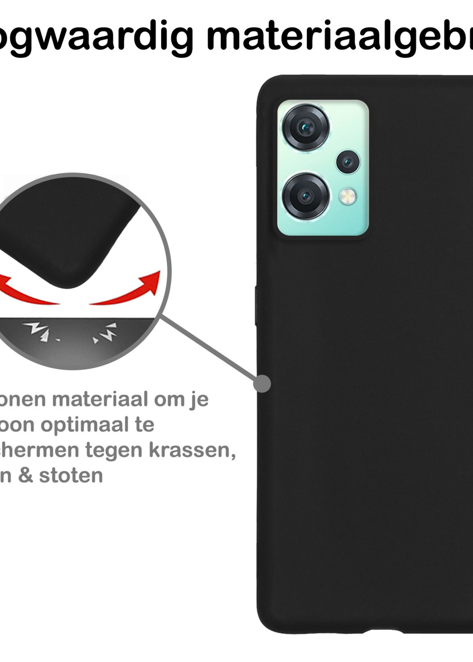 BTH Hoesje Geschikt voor OnePlus Nord CE 2 Lite Hoesje Siliconen Case Hoes Met 2x Screenprotector - Hoes Geschikt voor OnePlus Nord CE 2 Lite Hoes Cover Case - Zwart