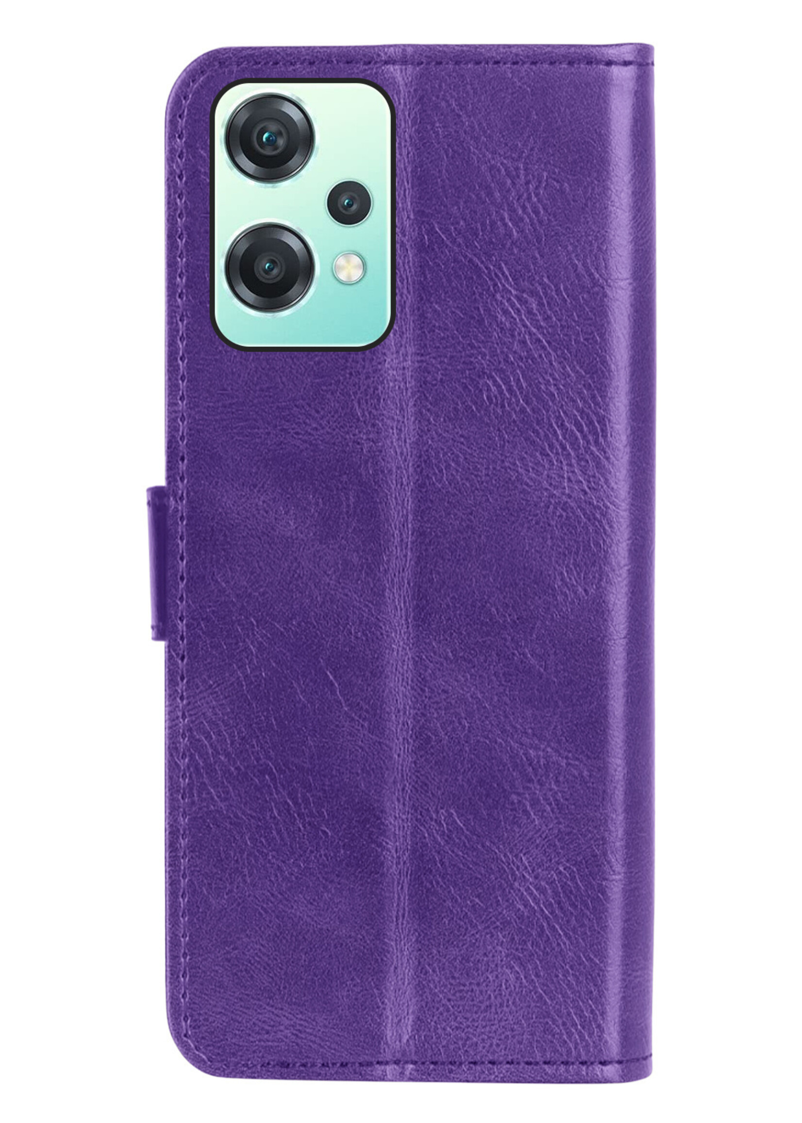 BTH Hoesje Geschikt voor OnePlus Nord CE 2 Lite Hoesje Book Case Hoes Portemonnee Cover Walletcase Met Screenprotector - Hoes Geschikt voor OnePlus Nord CE 2 Lite Hoes Bookcase Hoesje - Paars