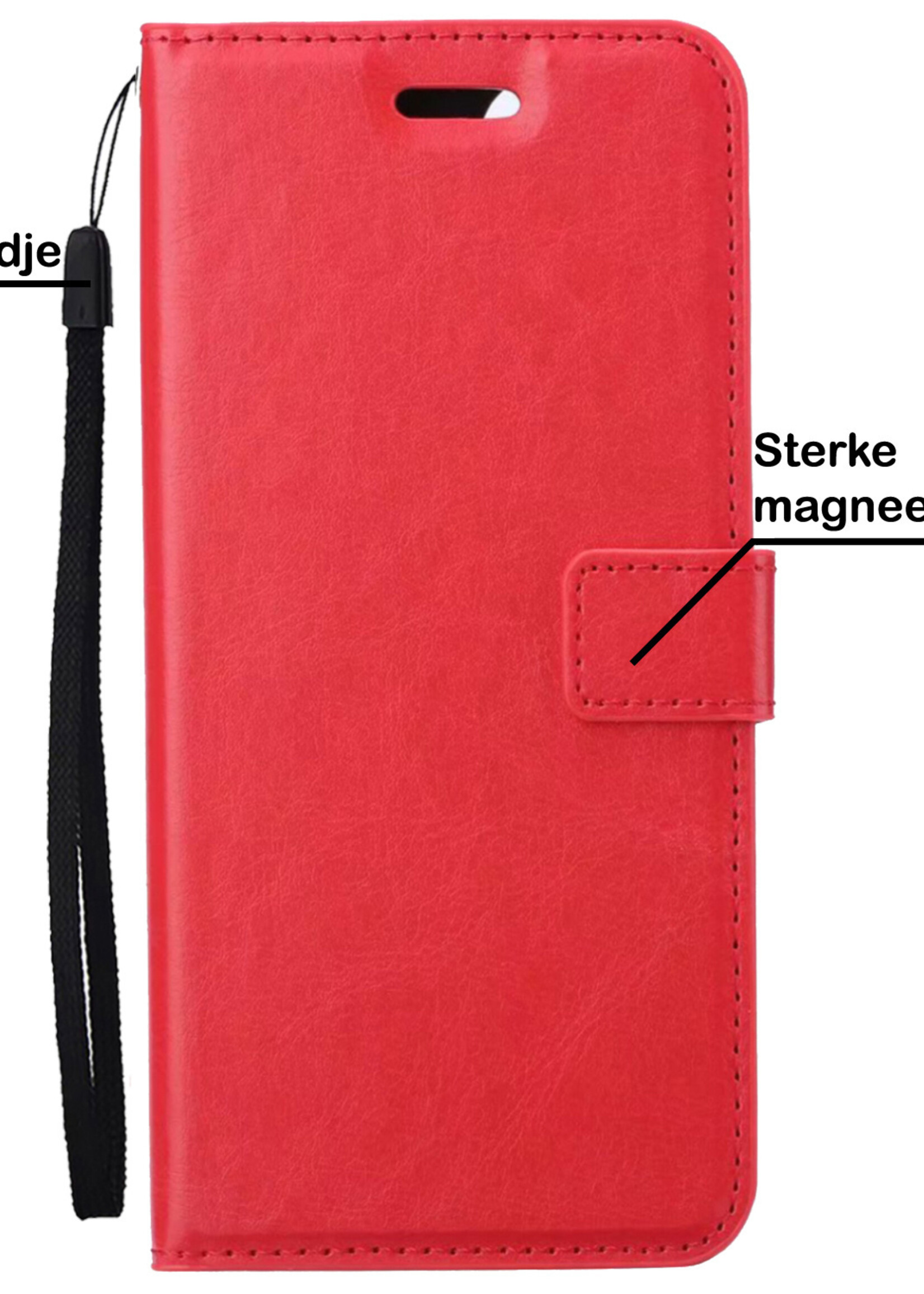 BTH Hoesje Geschikt voor OnePlus Nord CE 2 Lite Hoesje Book Case Hoes Portemonnee Cover Walletcase Met Screenprotector - Hoes Geschikt voor OnePlus Nord CE 2 Lite Hoes Bookcase Hoesje - Rood