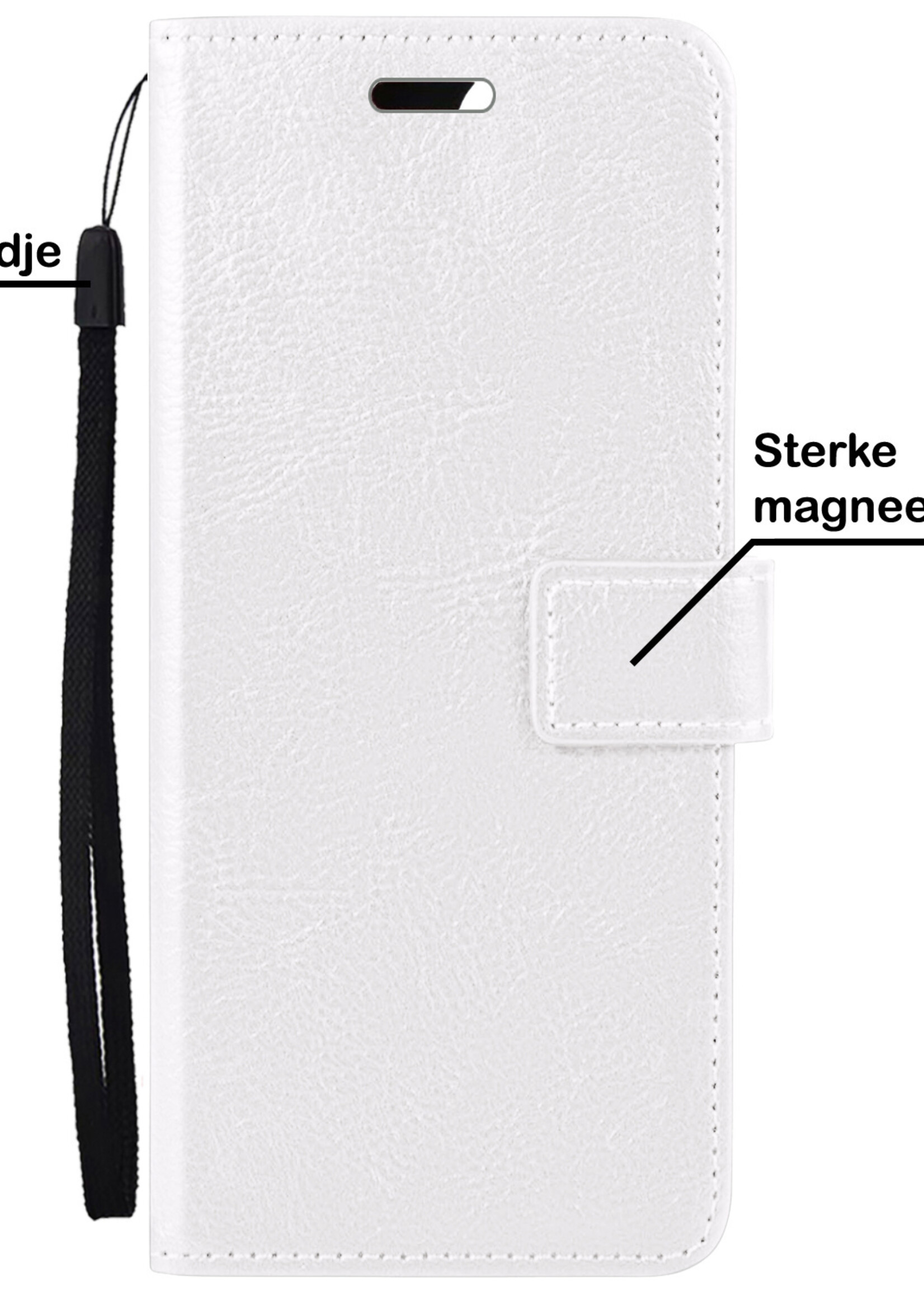 BTH Hoesje Geschikt voor OnePlus Nord CE 2 Lite Hoesje Book Case Hoes Portemonnee Cover Walletcase Met Screenprotector - Hoes Geschikt voor OnePlus Nord CE 2 Lite Hoes Bookcase Hoesje - Wit