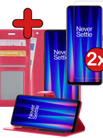 BTH BTH OnePlus Nord CE 2 Lite Hoesje Bookcase Donkerroze Met 2x Screenprotector