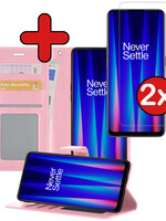 BTH BTH OnePlus Nord CE 2 Lite Hoesje Bookcase Lichtroze Met 2x Screenprotector