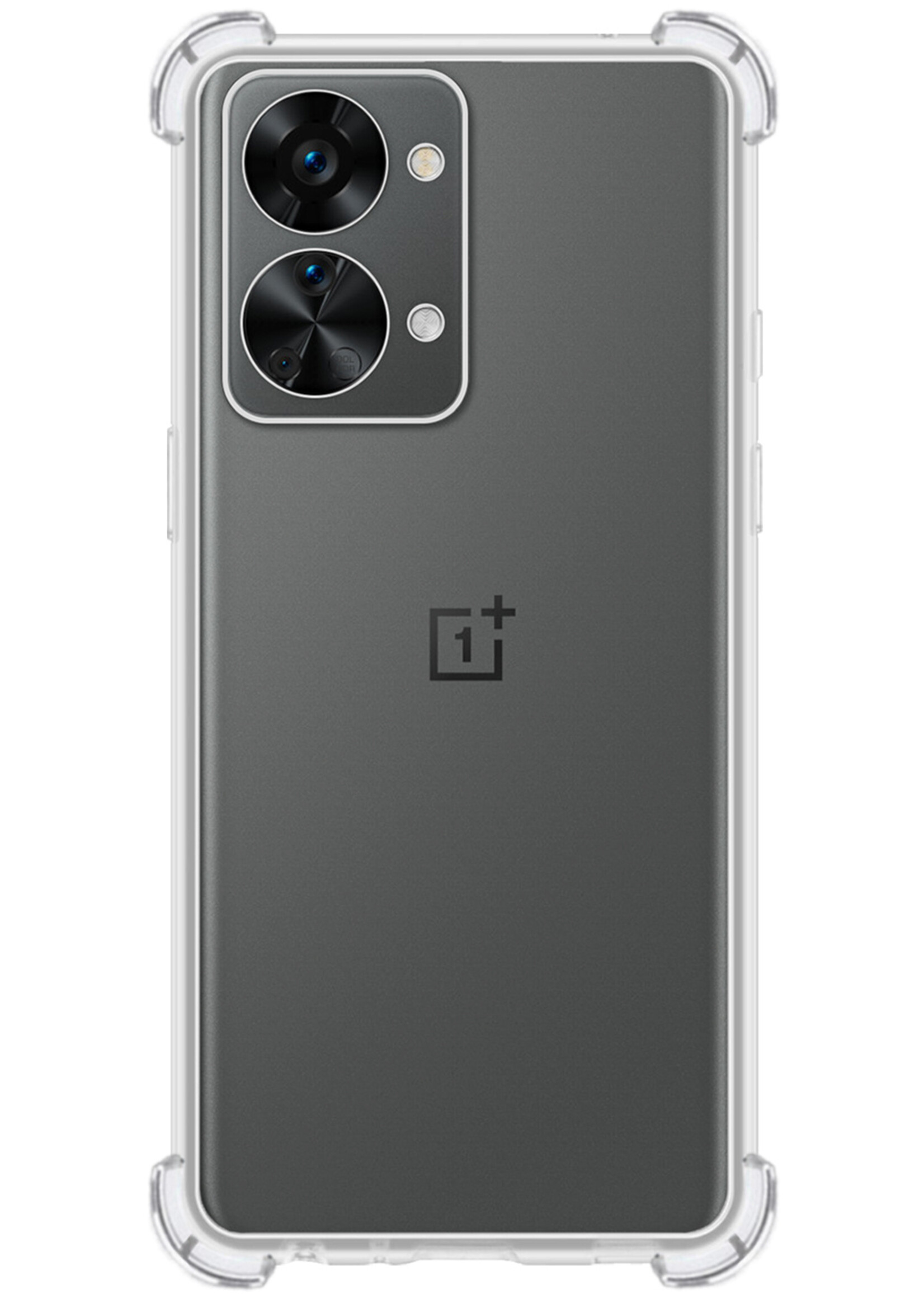 BTH Hoesje Geschikt voor OnePlus Nord 2T Hoesje Siliconen Shock Proof Case Hoes - Hoes Geschikt voor OnePlus Nord 2T Hoes Cover Case Shockproof - Transparant - 2 PACK