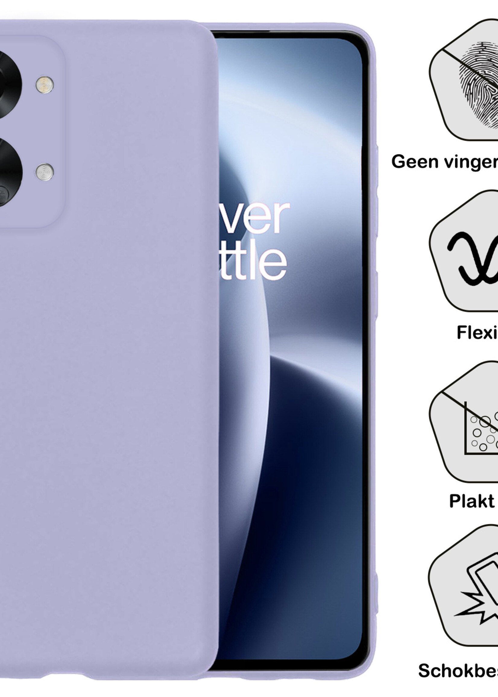 BTH OnePlus Nord 2T Hoesje Siliconen Case Cover - OnePlus Nord 2T Hoesje Cover Hoes Siliconen - Lila