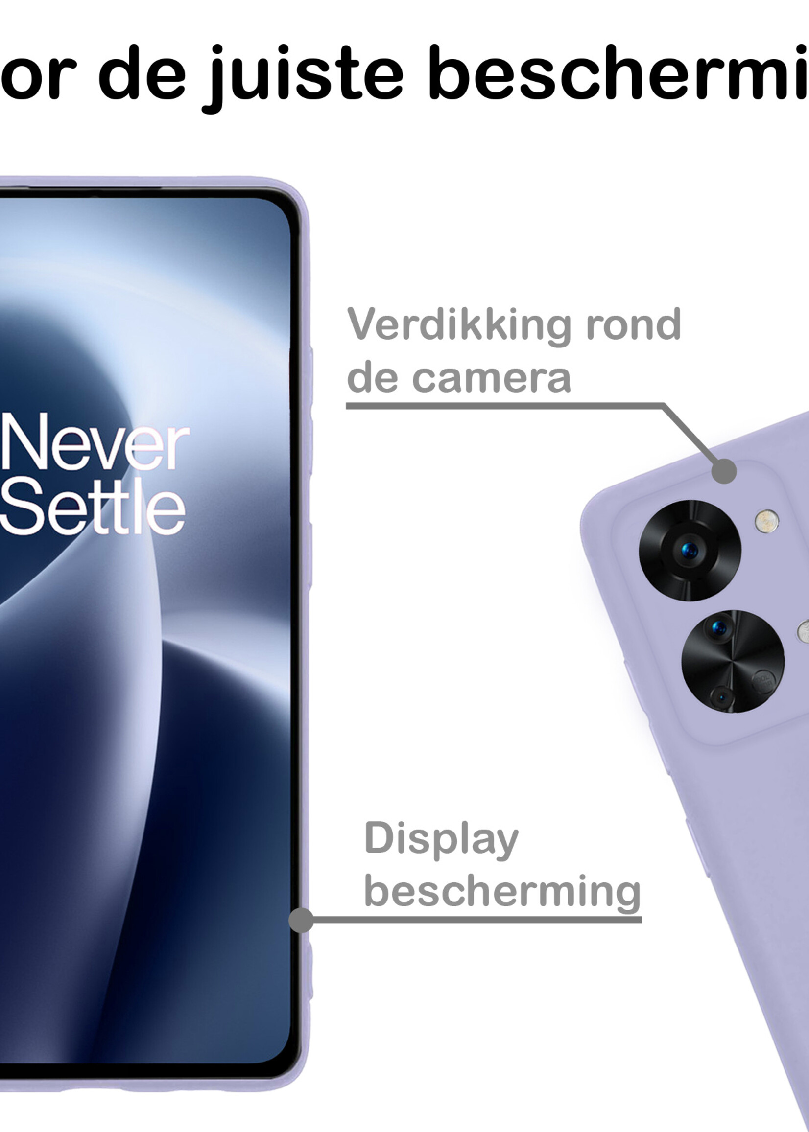BTH OnePlus Nord 2T Hoesje Siliconen Case Cover - OnePlus Nord 2T Hoesje Cover Hoes Siliconen - Lila