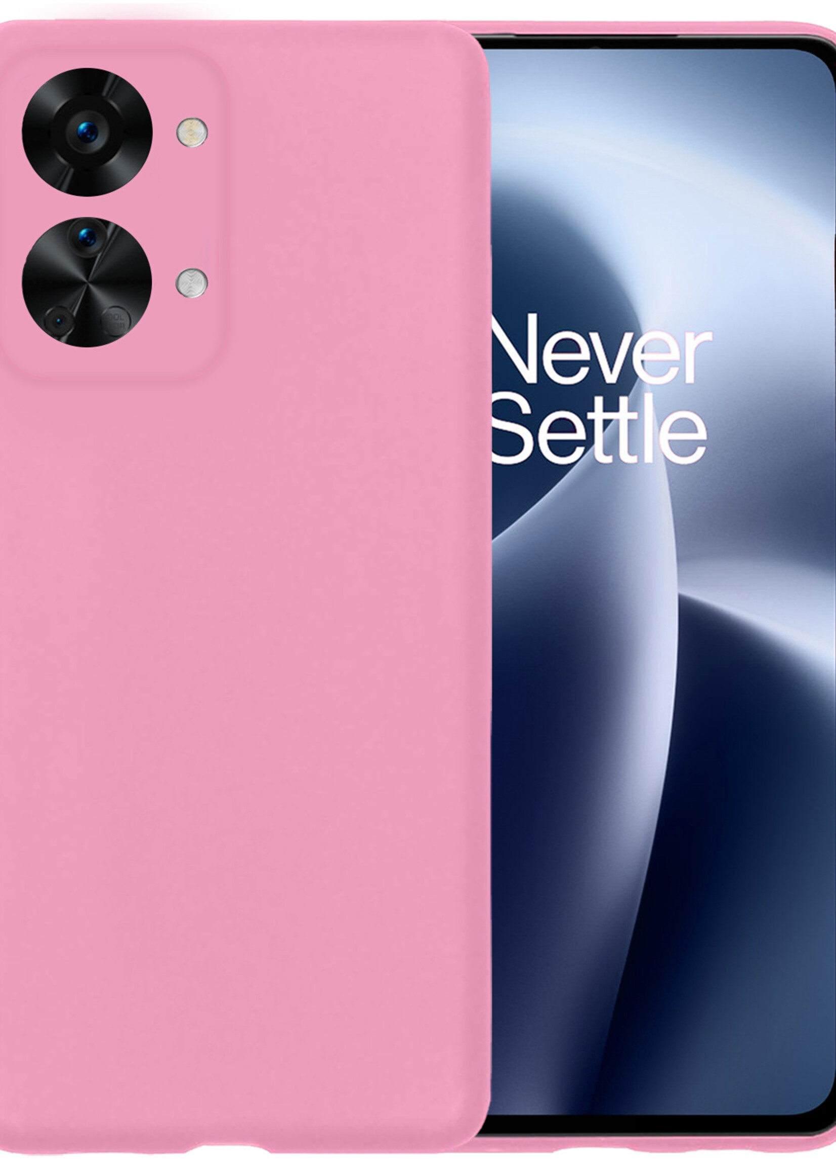 BTH OnePlus Nord 2T Hoesje Siliconen Case Cover - OnePlus Nord 2T Hoesje Cover Hoes Siliconen - Licht Roze