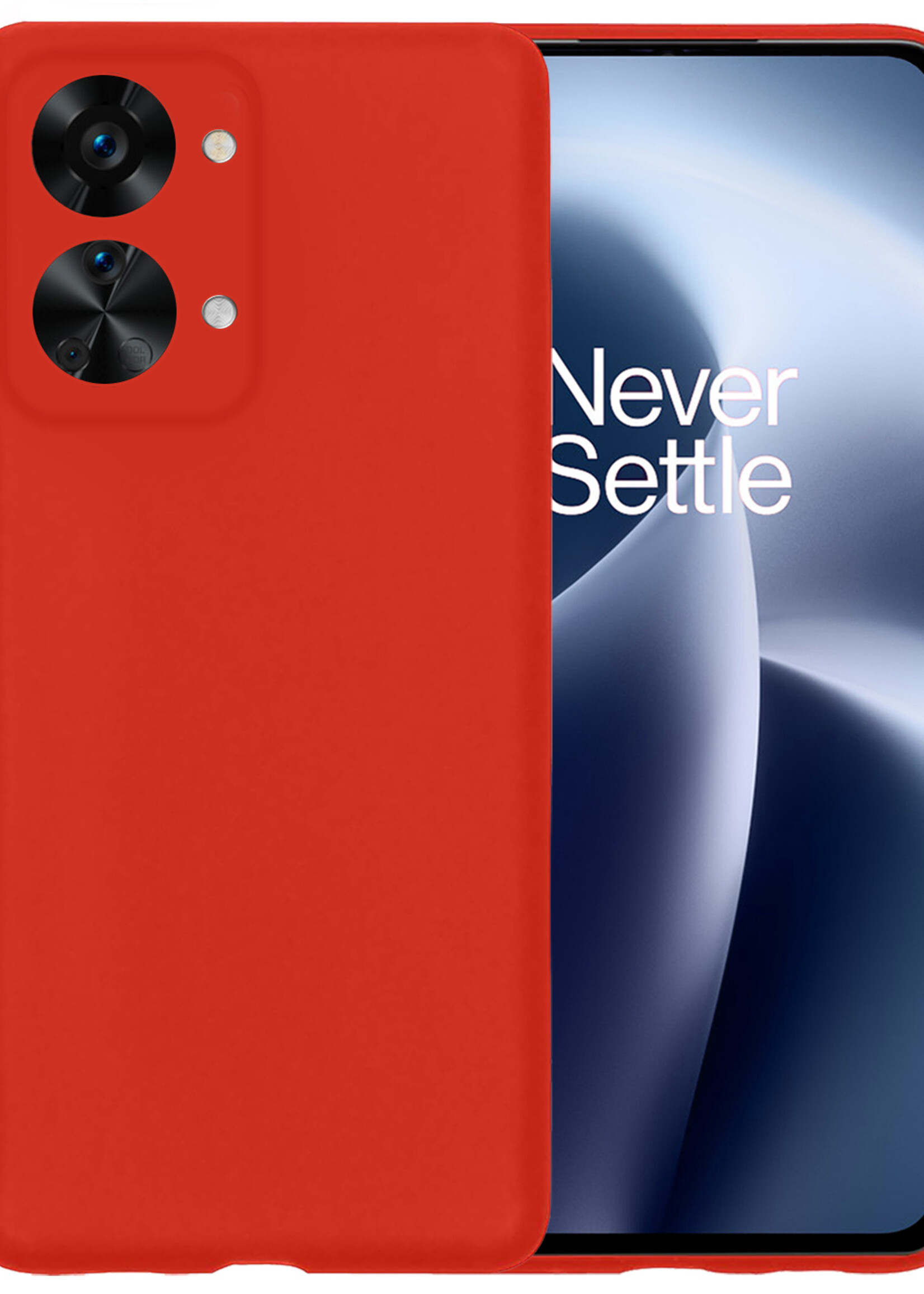 BTH OnePlus Nord 2T Hoesje Siliconen Case Cover - OnePlus Nord 2T Hoesje Cover Hoes Siliconen - Rood