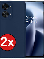 BTH BTH OnePlus Nord 2T Hoesje Siliconen - Donkerblauw - 2 PACK