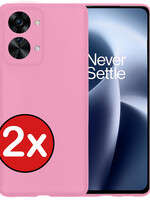 BTH BTH OnePlus Nord 2T Hoesje Siliconen - Lichtroze - 2 PACK