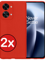 BTH BTH OnePlus Nord 2T Hoesje Siliconen - Rood - 2 PACK